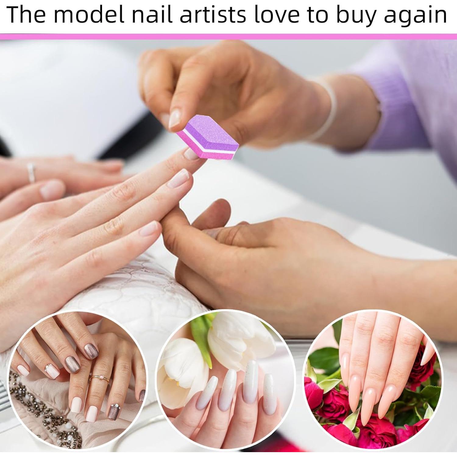 50 Esponjas Pulidoras de Uñas TKYZMS 100/180 Grit Rosa-Púrpura