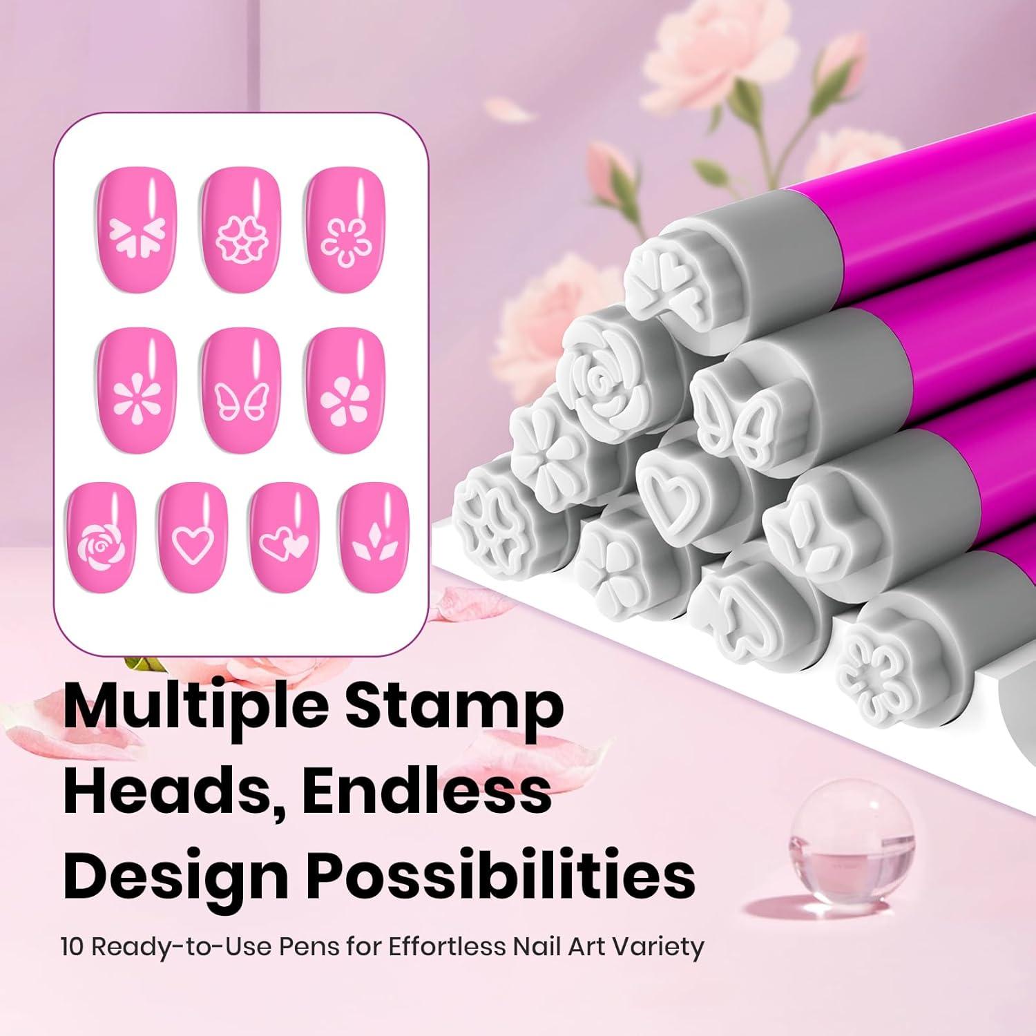 Juego de 10 Bolígrafos de Estampado para Uñas Gelab