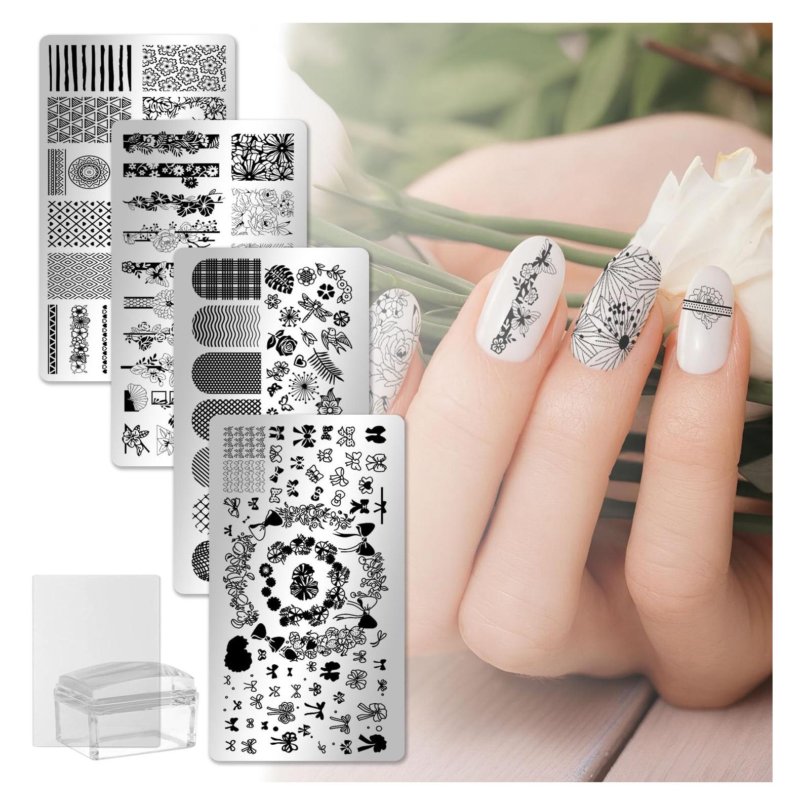 Kit de Estampado de Uñas VYNFLICK - 4 Plantillas Reutilizables