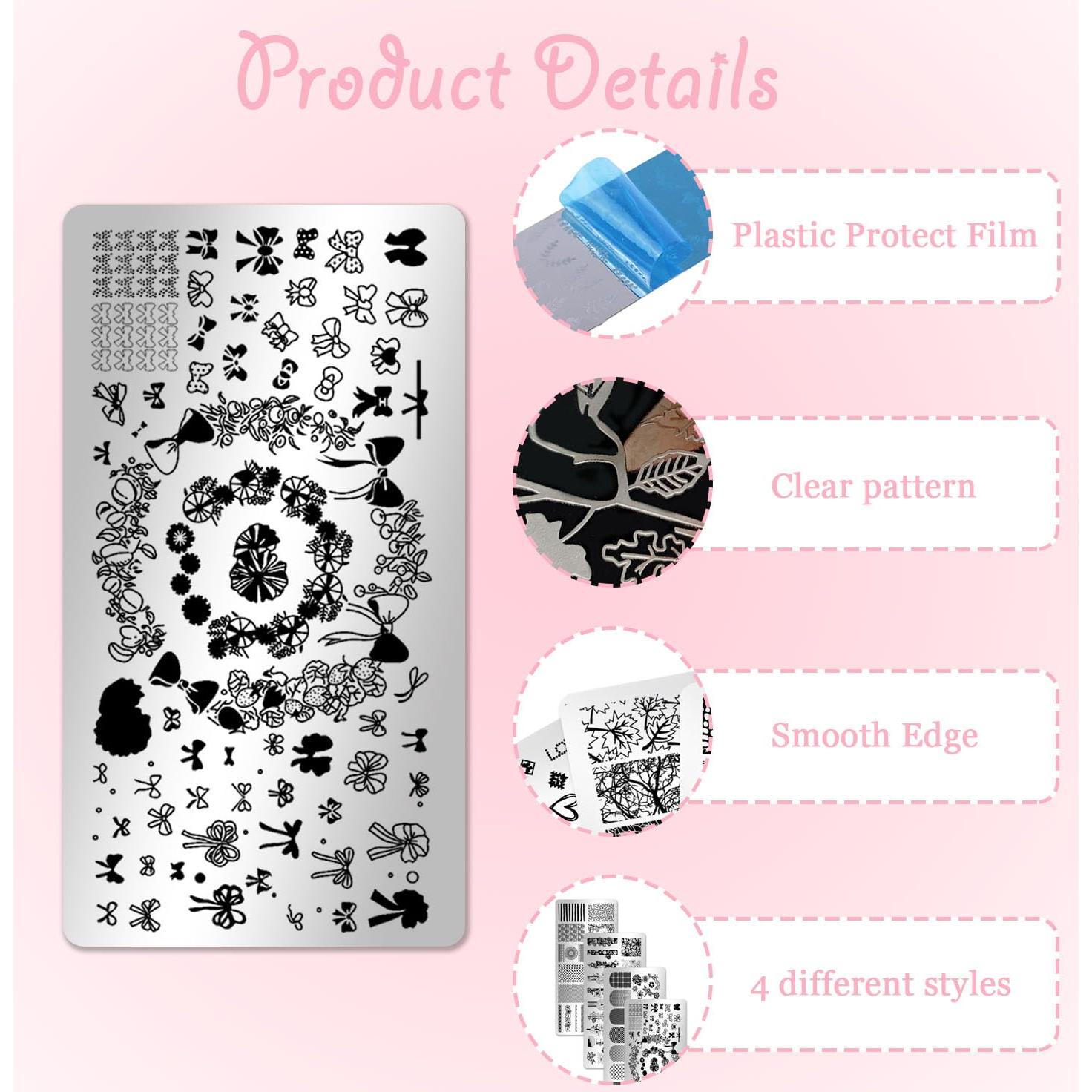 Kit de Estampado de Uñas VYNFLICK - 4 Plantillas Reutilizables