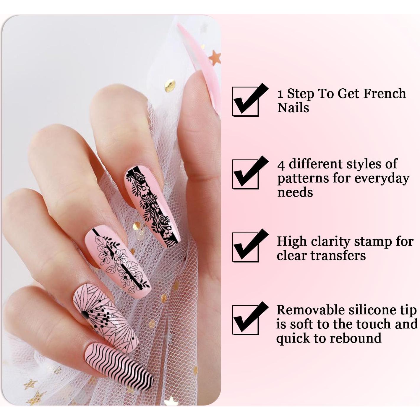 Kit de Estampado de Uñas VYNFLICK - 4 Plantillas Reutilizables