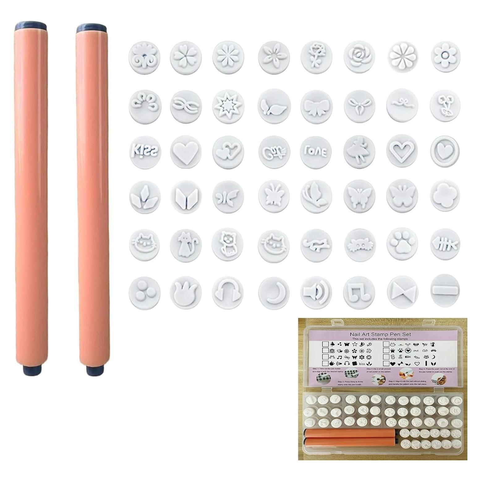 Juego de 48 Bolígrafos para Estampado de Uñas Naranja