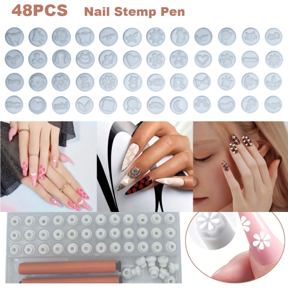 Juego de 48 Bolígrafos para Estampado de Uñas Naranja