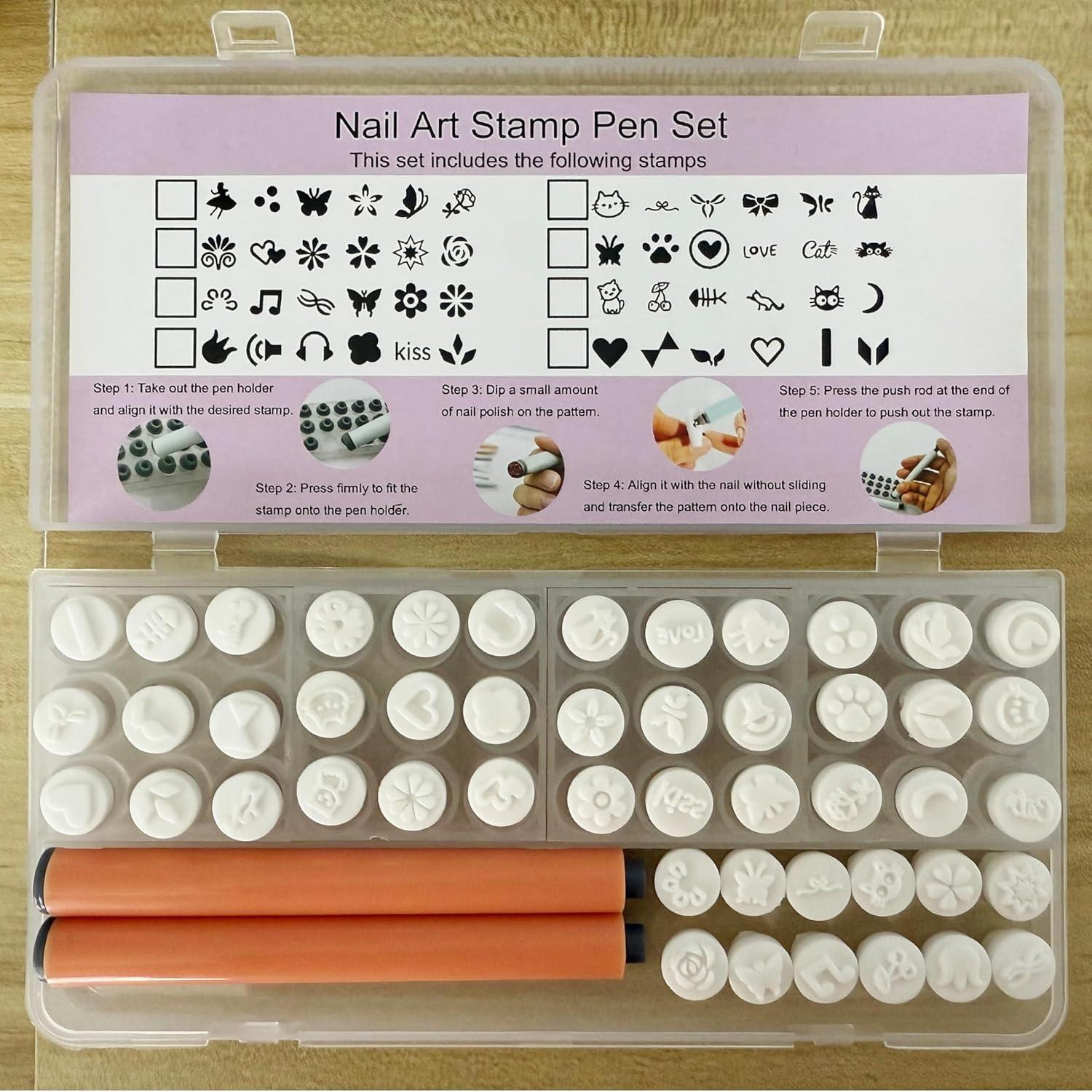 Juego de 48 Bolígrafos para Estampado de Uñas Naranja