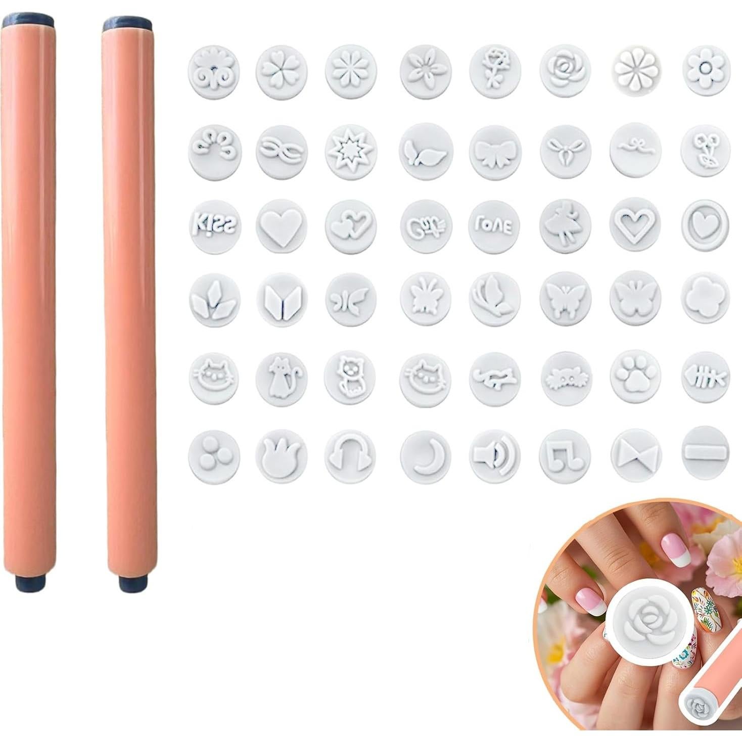 Juego de 48 Bolígrafos para Estampado de Uñas Naranja