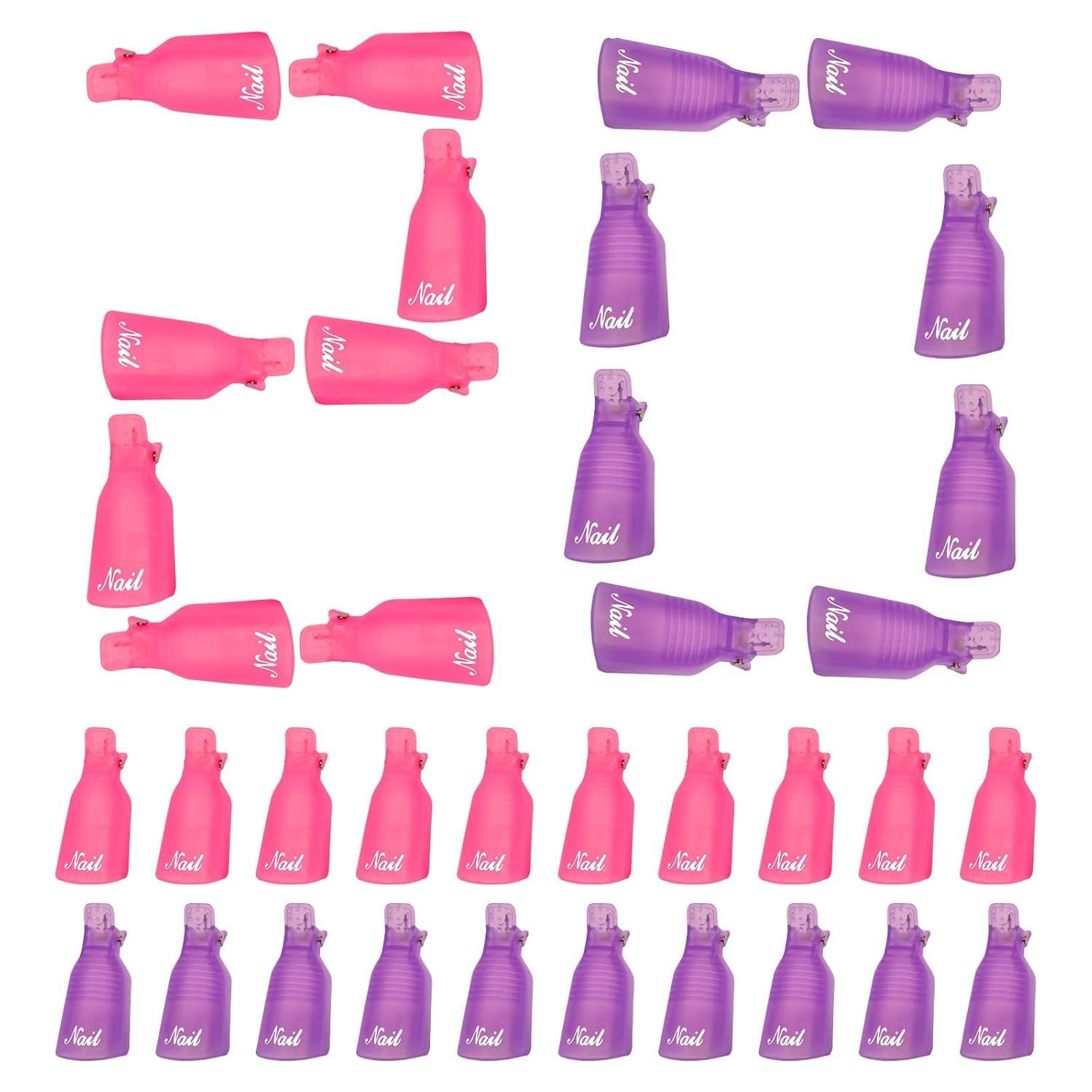 Clips Removedores de Esmalte MelodySusie 20 Pcs Rosa y Morado