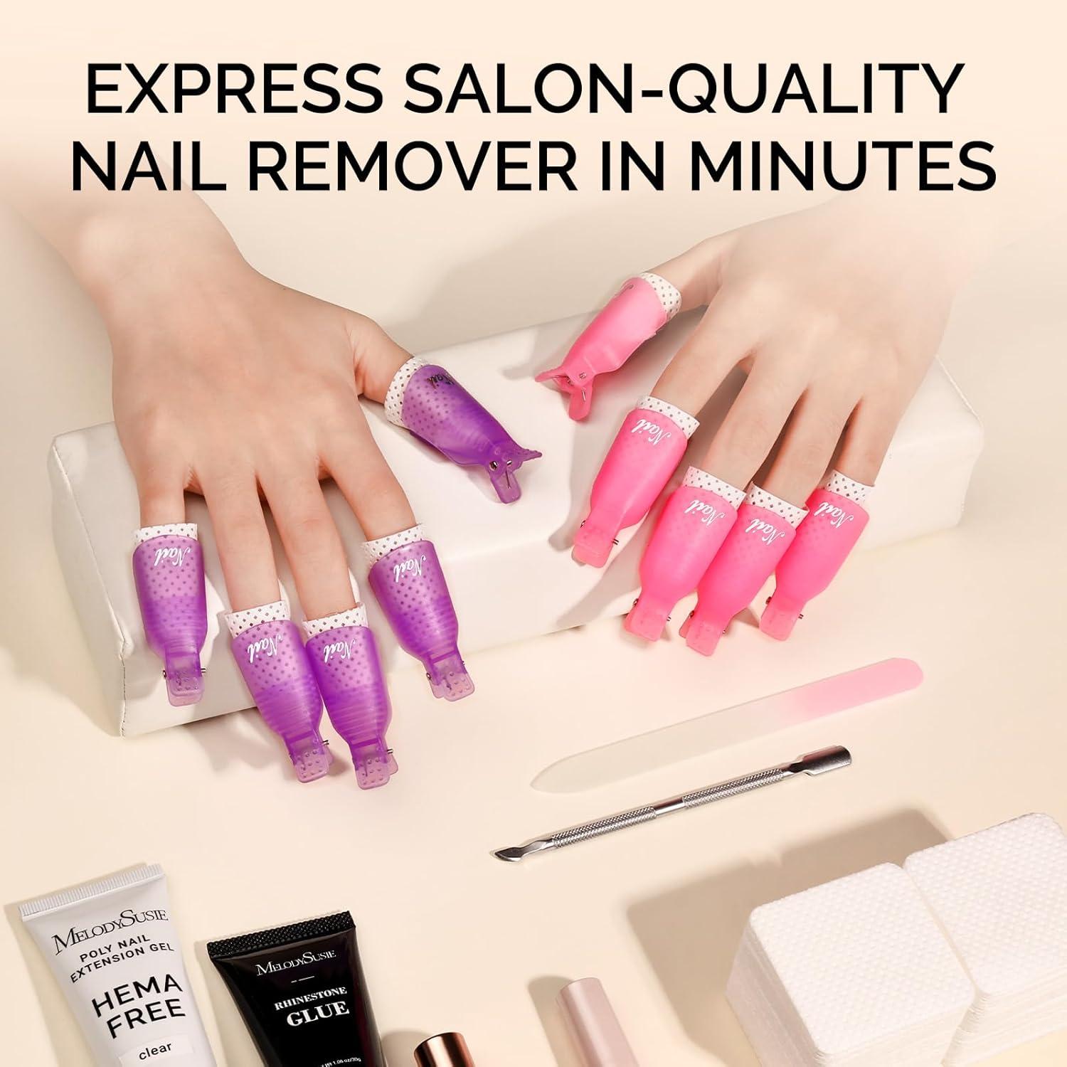 Clips Removedores de Esmalte MelodySusie 20 Pcs Rosa y Morado