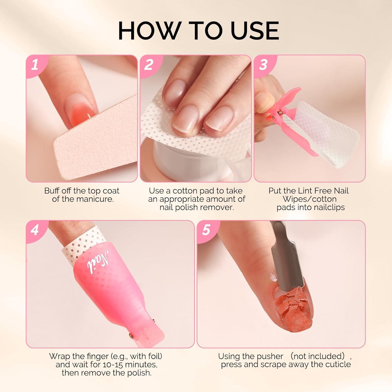 Clips Removedores de Esmalte MelodySusie 20 Pcs Rosa y Morado