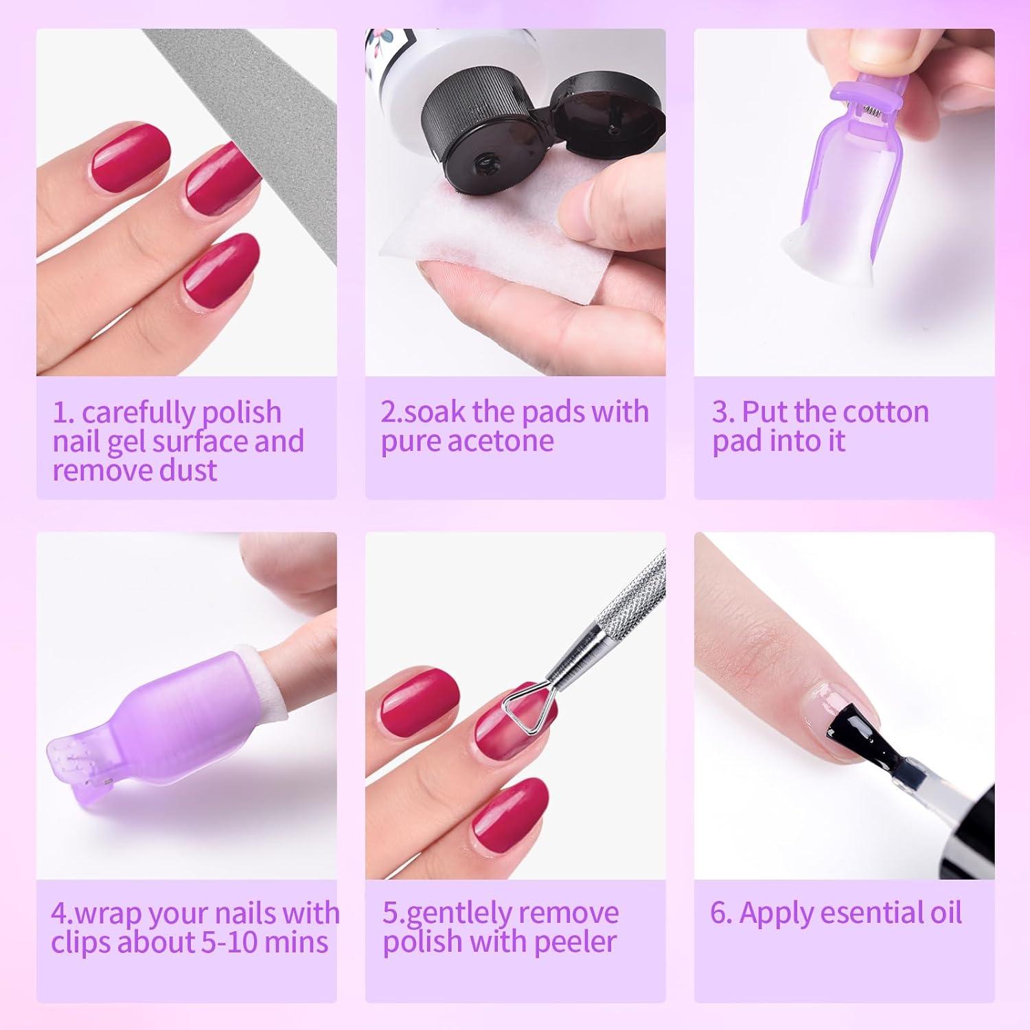 Kit Removedor de Esmalte de Uñas KADS - 10 Clips + 5 Capsulas