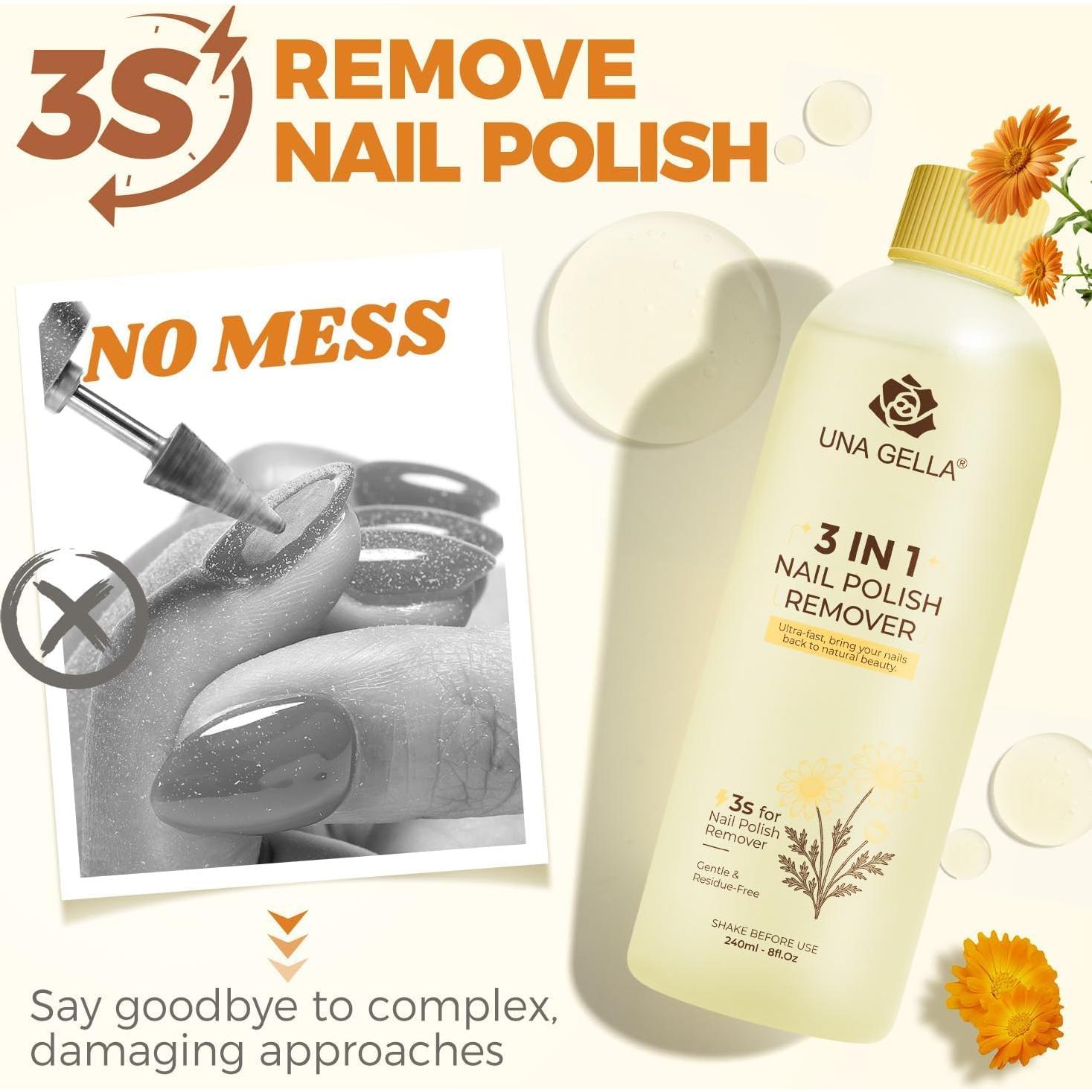 Removedor de Esmalte de Uñas UNA GELLA 236.6 ml Acetona Caléndula