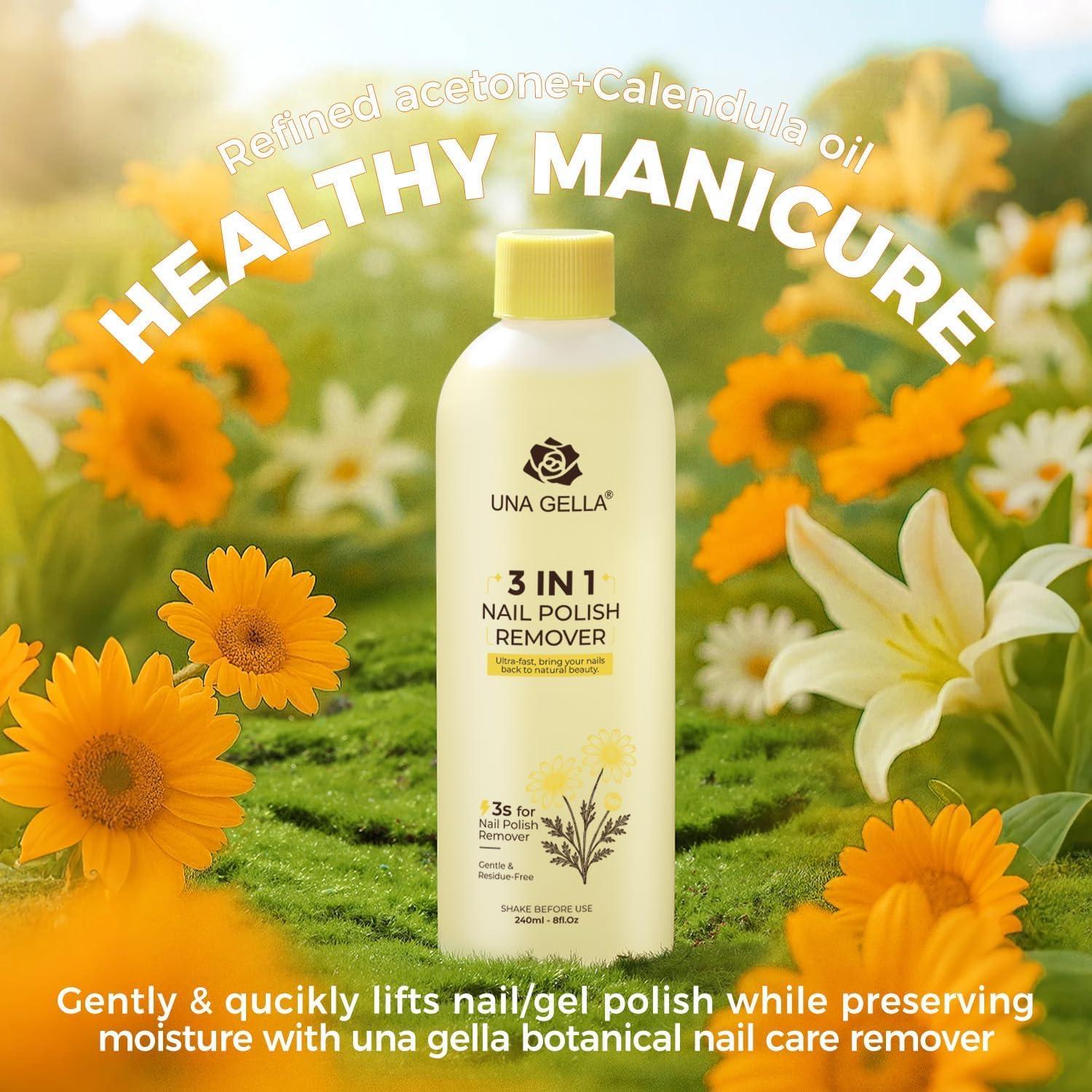 Removedor de Esmalte de Uñas UNA GELLA 236.6 ml Acetona Caléndula