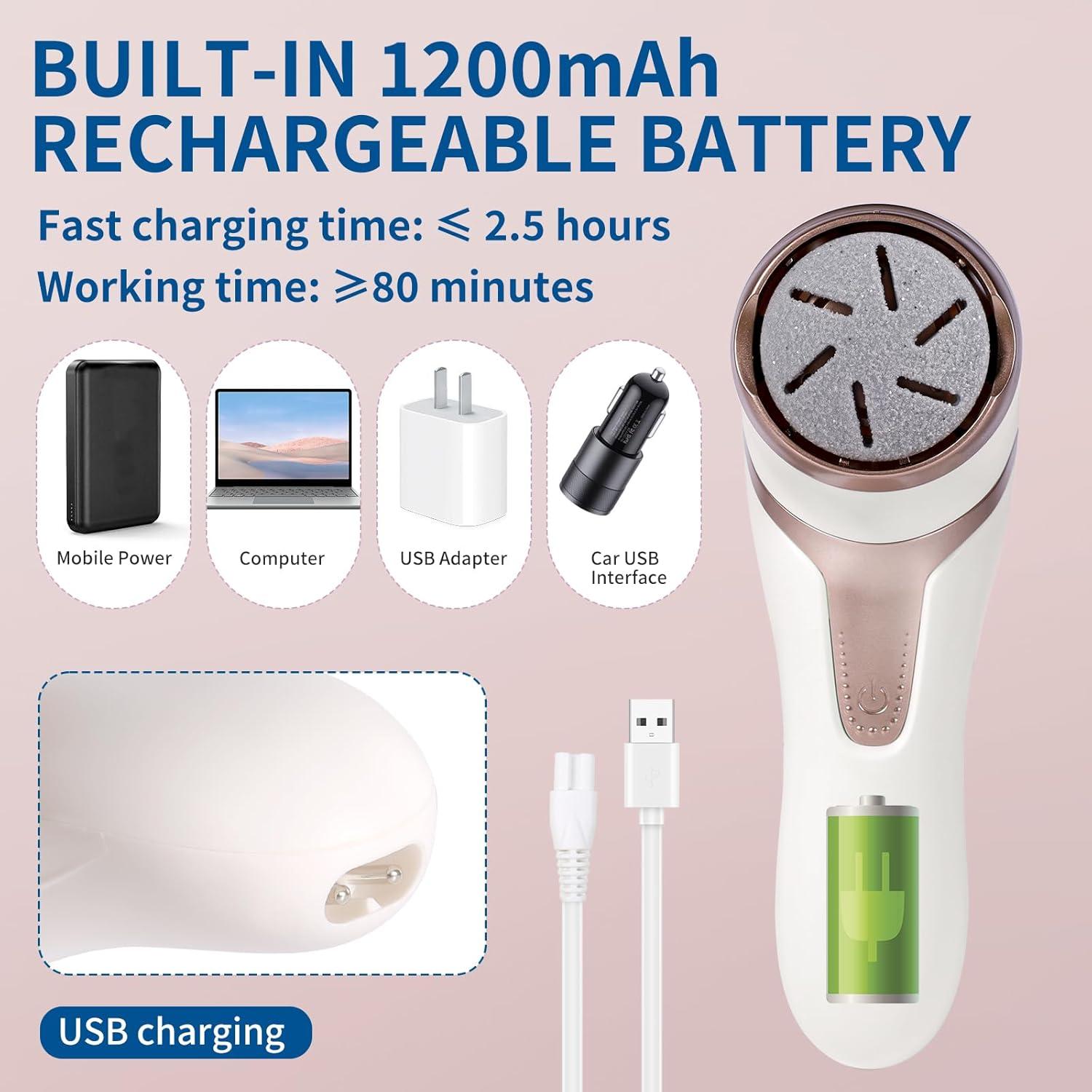 Removedor de Callos Eléctrico ZOZOO Recargable IPX7 3 Rodillos