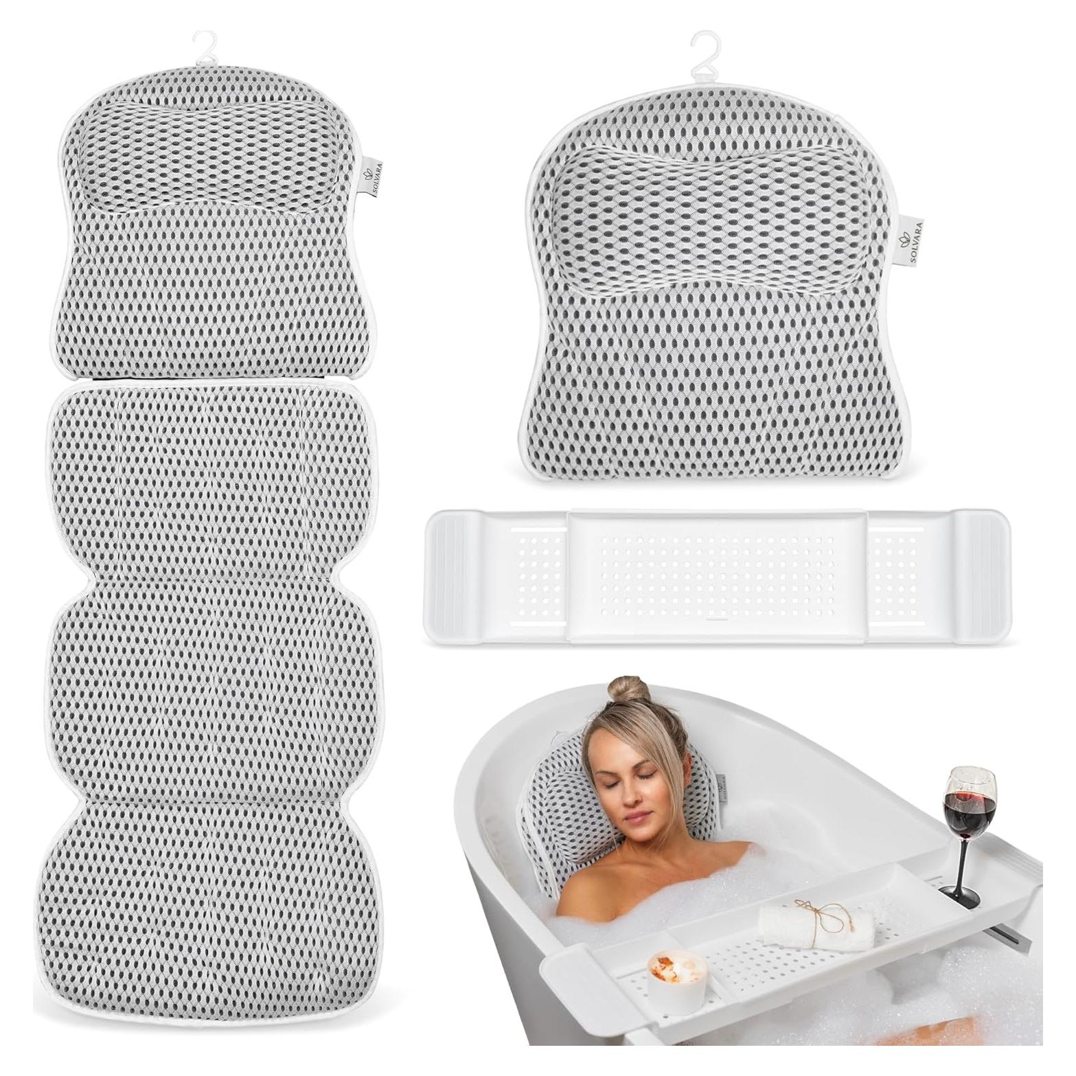 Almohada de Baño Ergonómica Solvara con Bandeja Gratis 127x40cm