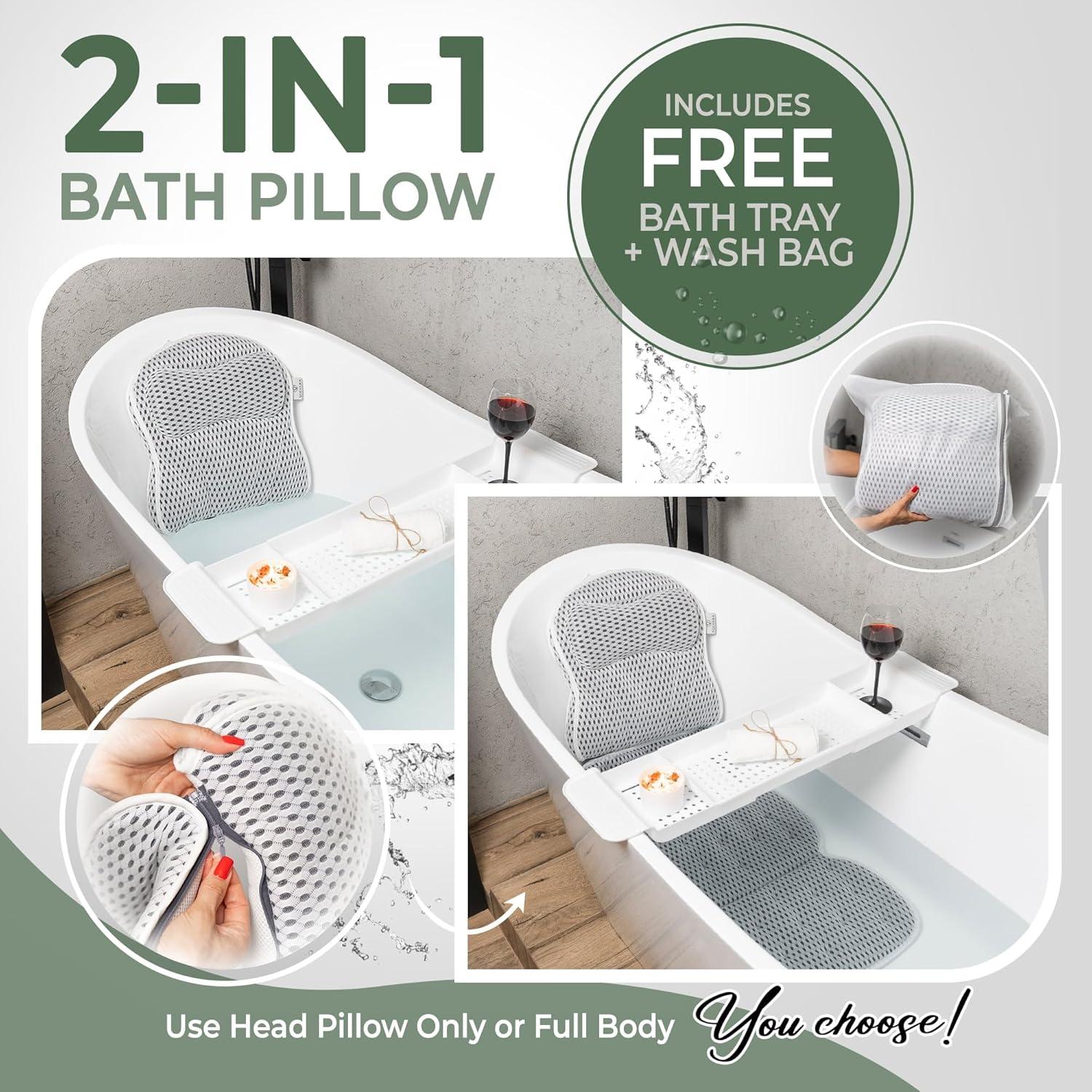 Almohada de Baño Ergonómica Solvara con Bandeja Gratis 127x40cm