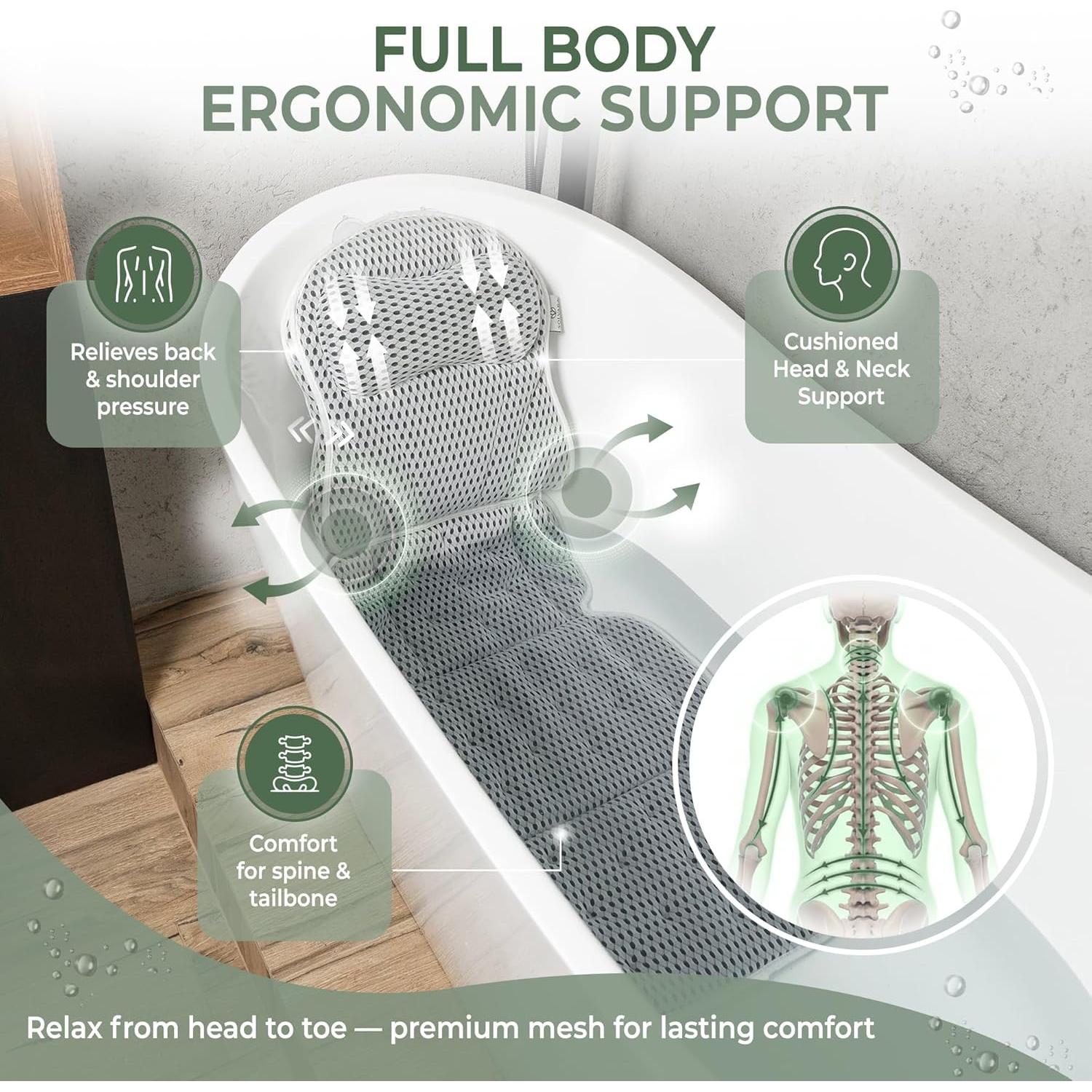 Almohada de Baño Ergonómica Solvara con Bandeja Gratis 127x40cm