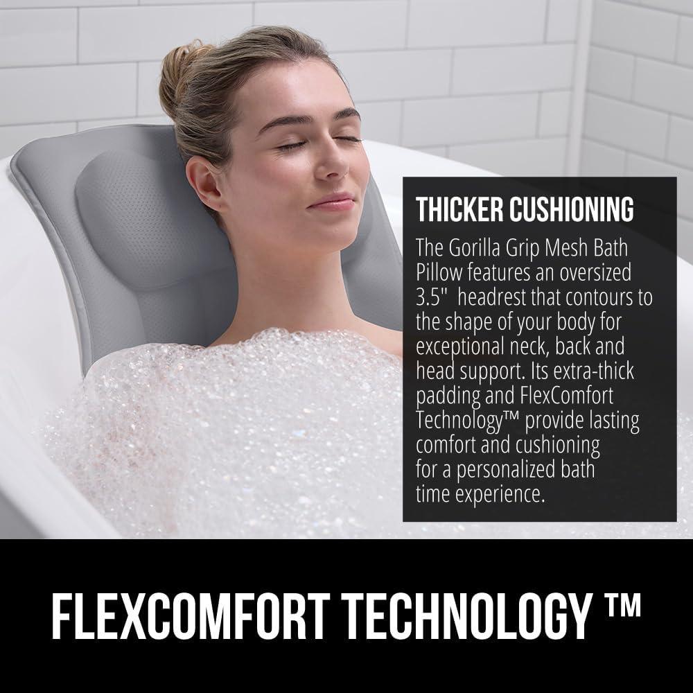 Almohada de Baño Gorilla Grip Gris con Ventosas y Soporte Ergonomico