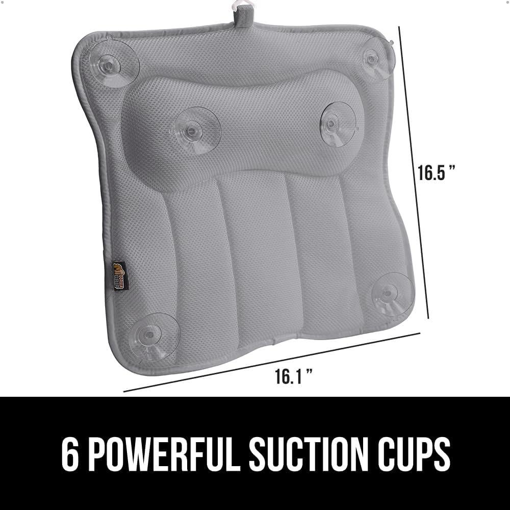 Almohada de Baño Gorilla Grip Gris con Ventosas y Soporte Ergonomico