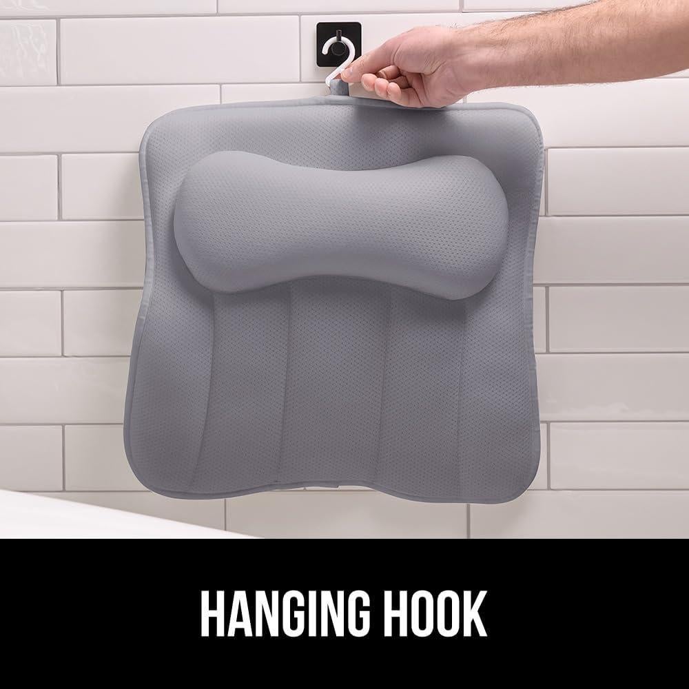 Almohada de Baño Gorilla Grip Gris con Ventosas y Soporte Ergonomico