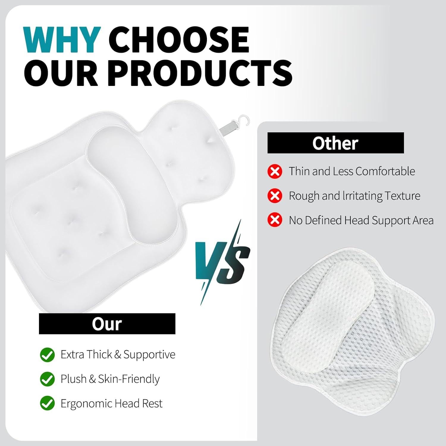 Almohada de Baño VOXOR Blanca con 54 Ventosas Antideslizantes