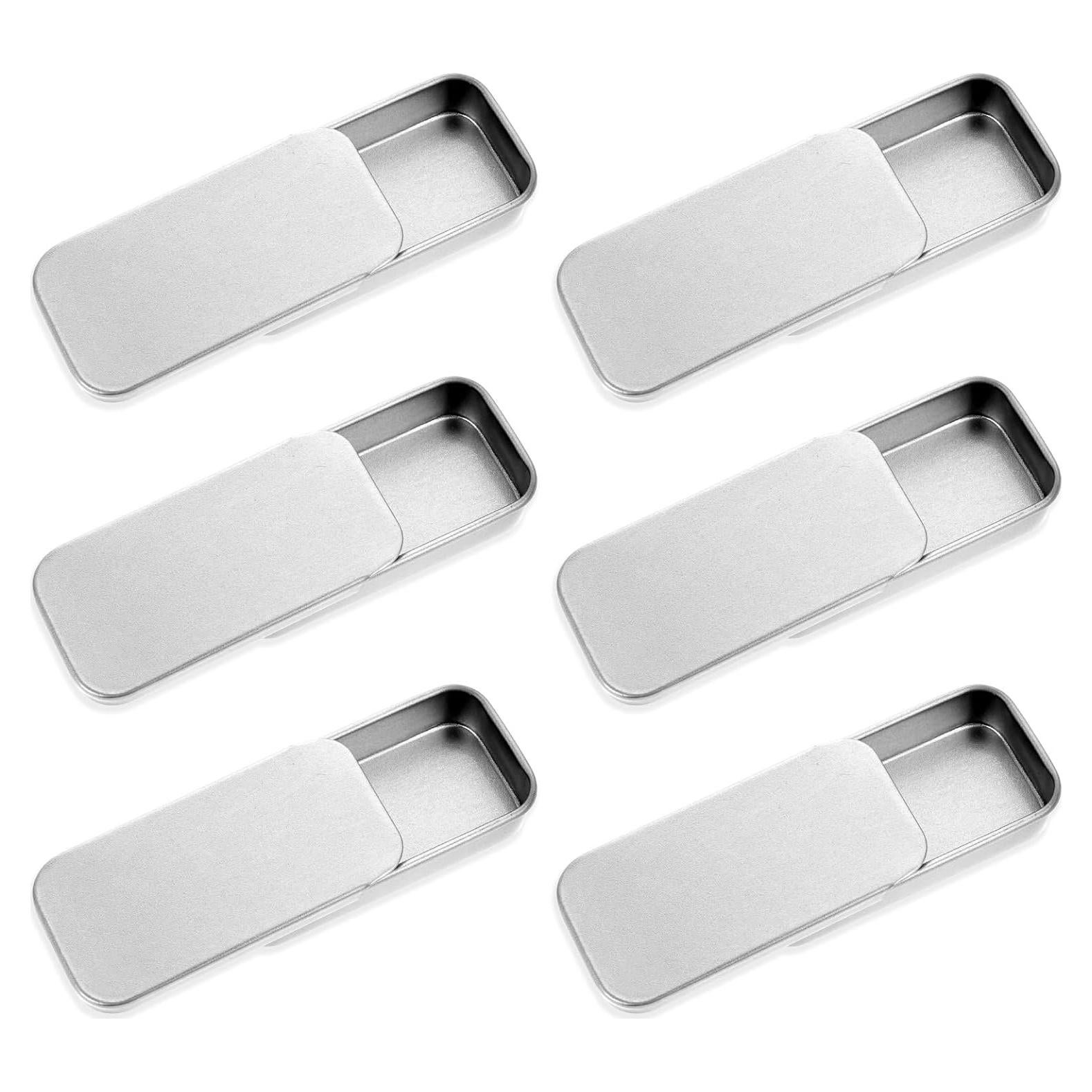 6 Latas Rectangulares de Almacenamiento Metal Larrel Plata