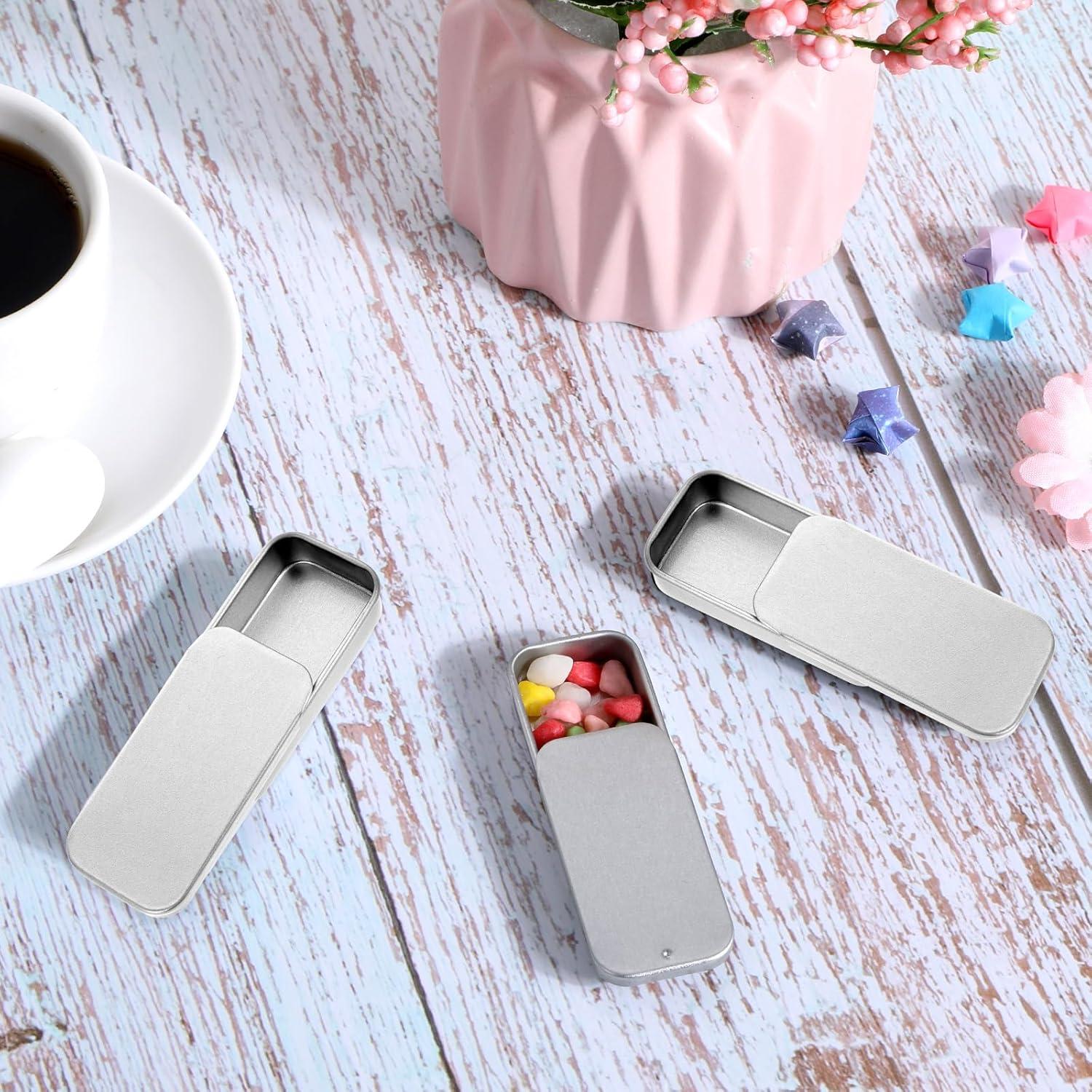 6 Latas Rectangulares de Almacenamiento Metal Larrel Plata