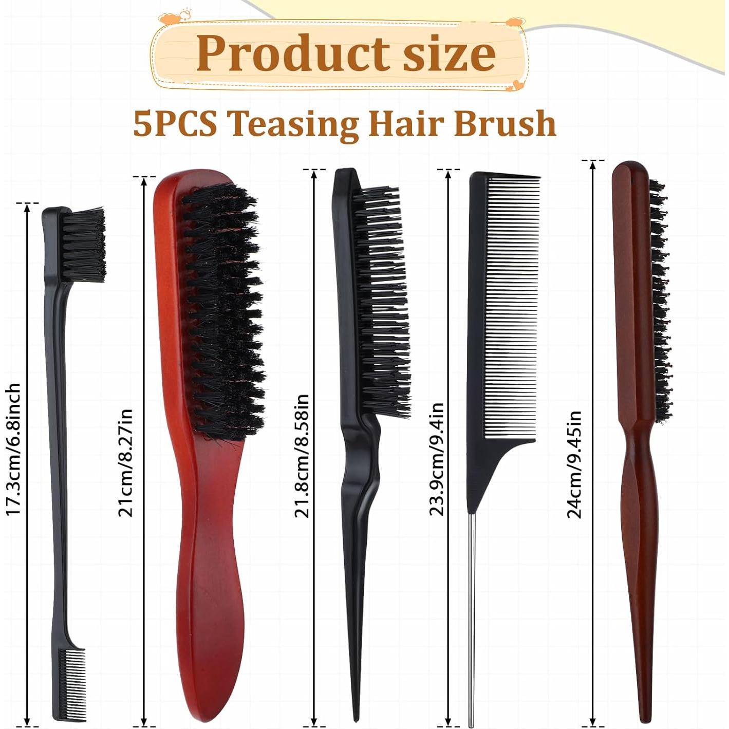 Conjunto de Cepillos para Cabello Bewudy 5 Piezas Nylon Madera