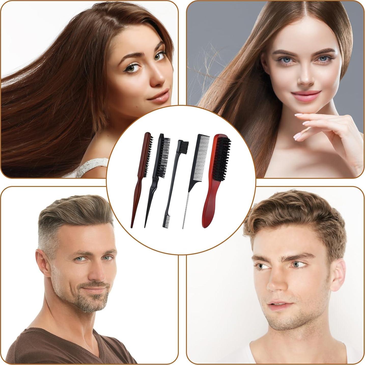 Conjunto de Cepillos para Cabello Bewudy 5 Piezas Nylon Madera