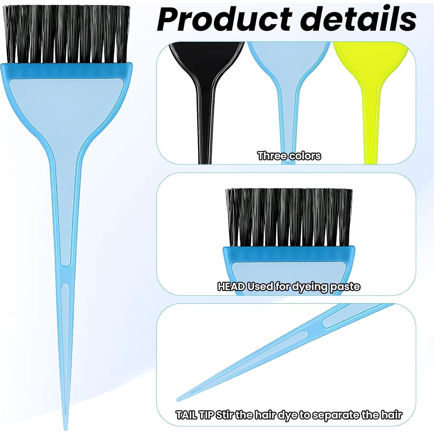 Kit de Brochas para Teñir el Cabello FdcLixuvol - 3 Pcs Colores