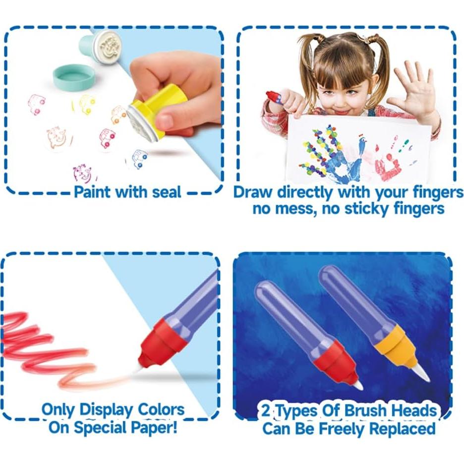 Pincel de Luz Mágica EJFOIEJ para Niños 3-9 Años - Pintura Sin Desorden