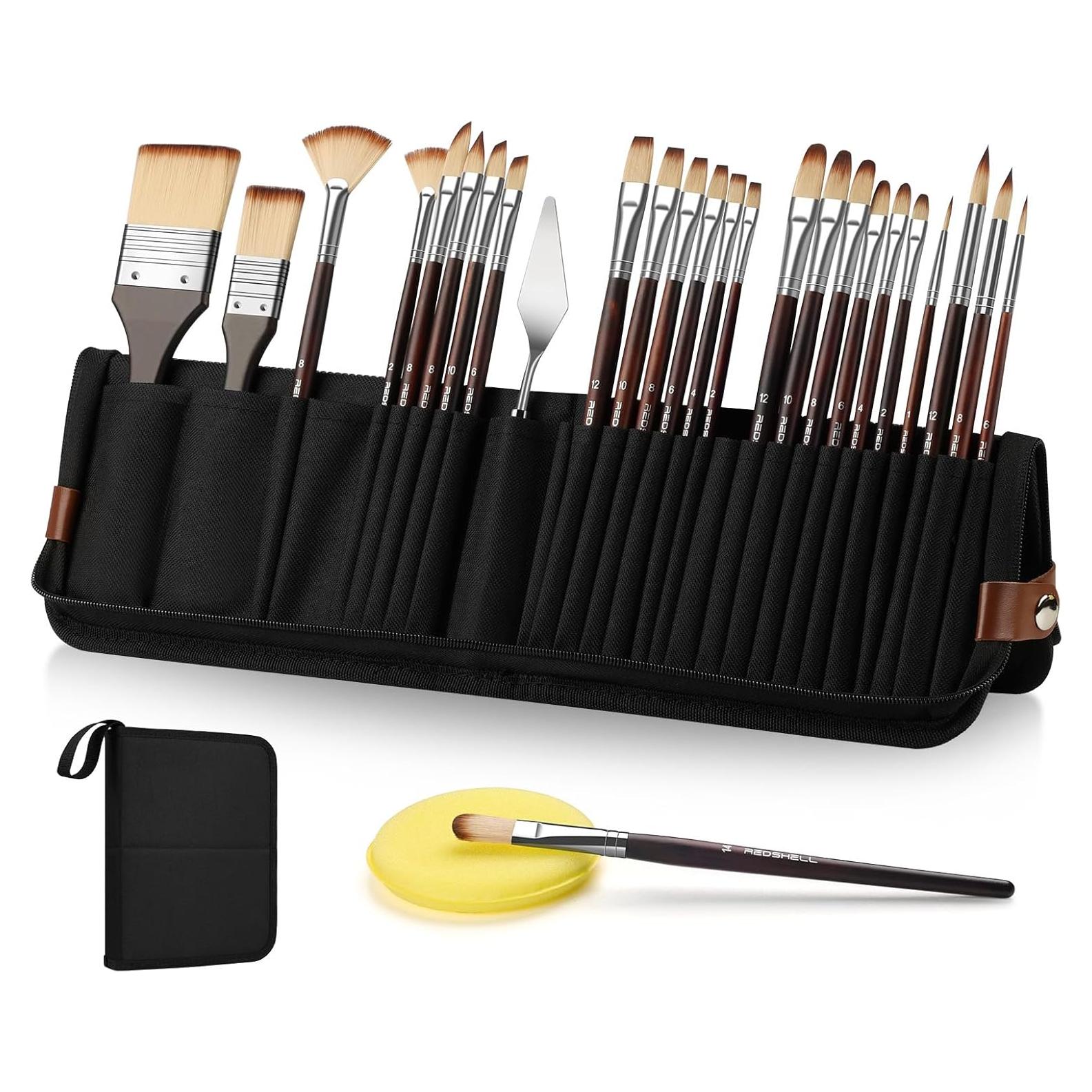 Set de 26 Pinceles REDSHELL para Pintura Acrílica y Acuarela