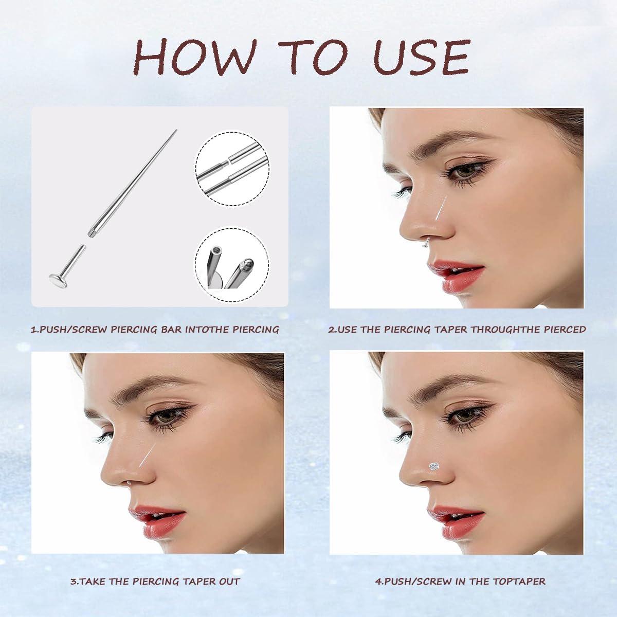 Kit Profesional de Inserción para Piercings 14G 16G 18G 20G Acero Inoxidable