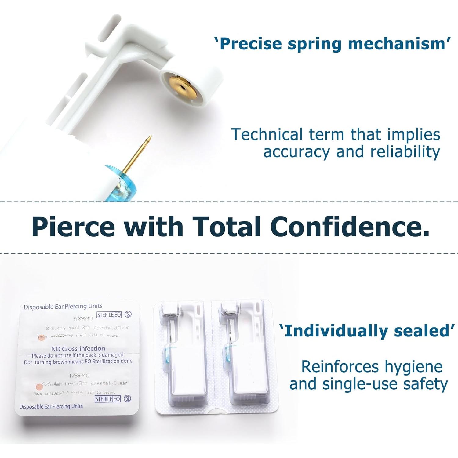 Kit de Perforación de Orejas KRFY con Pistola y Pendientes Oro