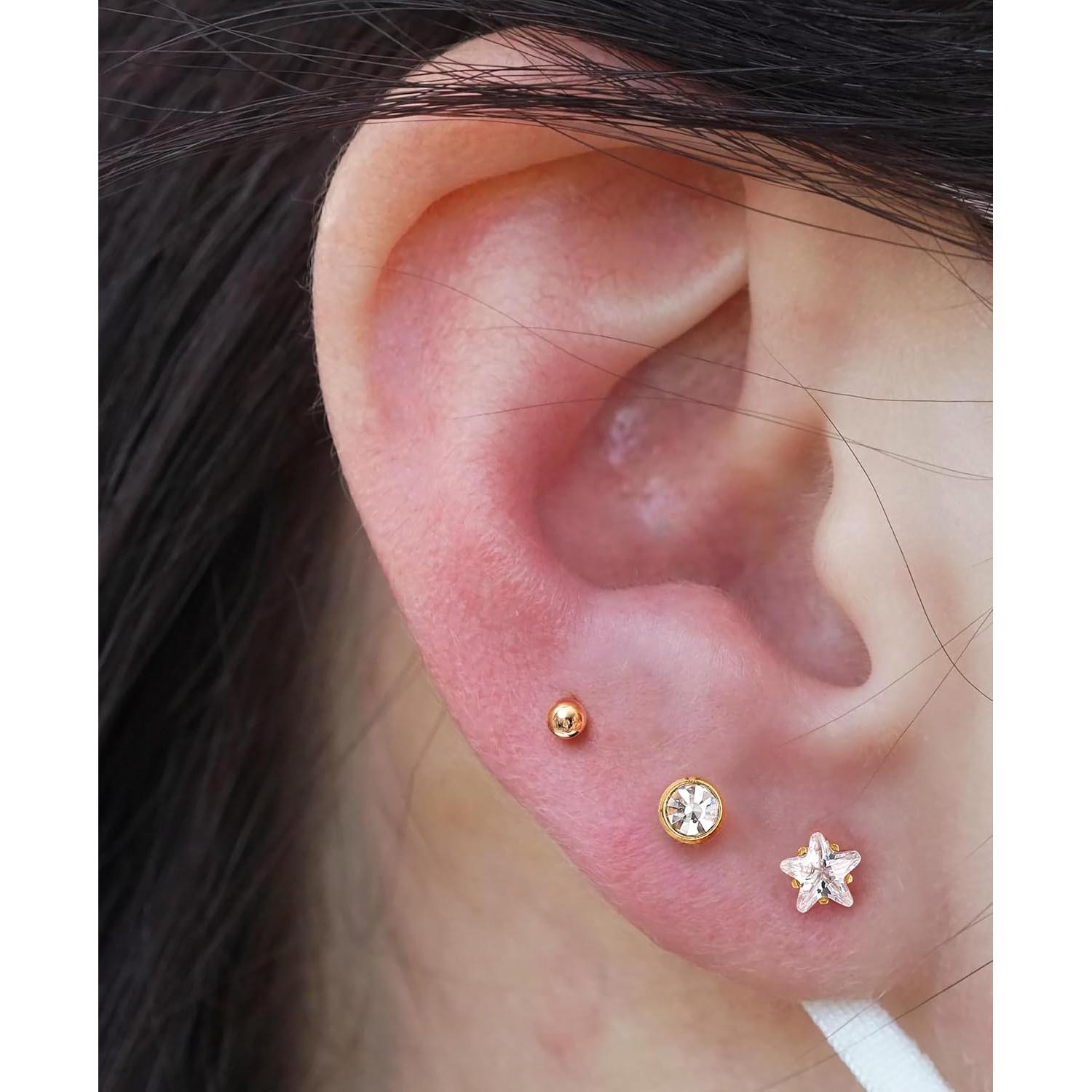 Kit de Perforación de Orejas KRFY con Pistola y Pendientes Oro