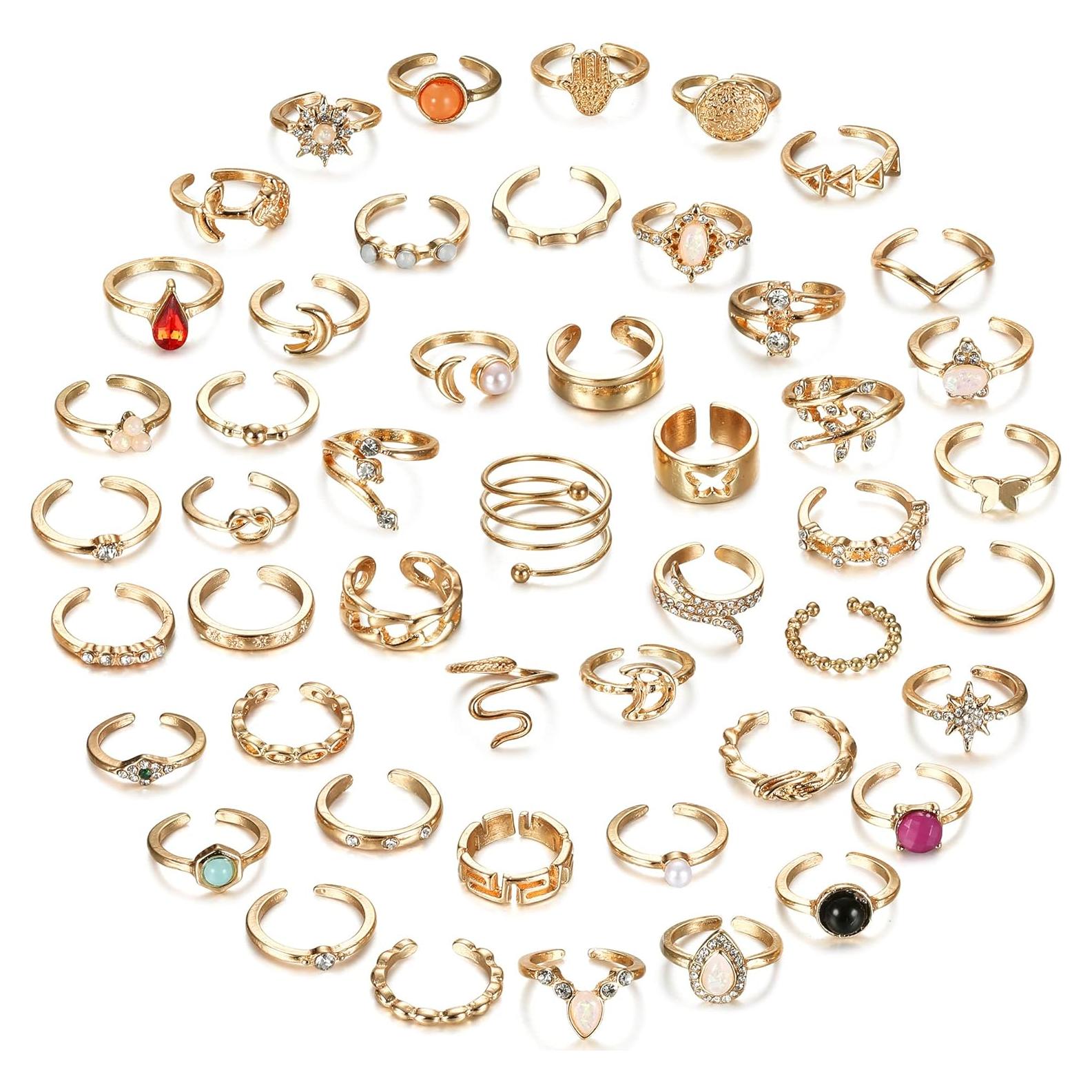 Juego de 48 Anillos Abiertos Ajustables para Dedo de Pie Subiceto - Oro