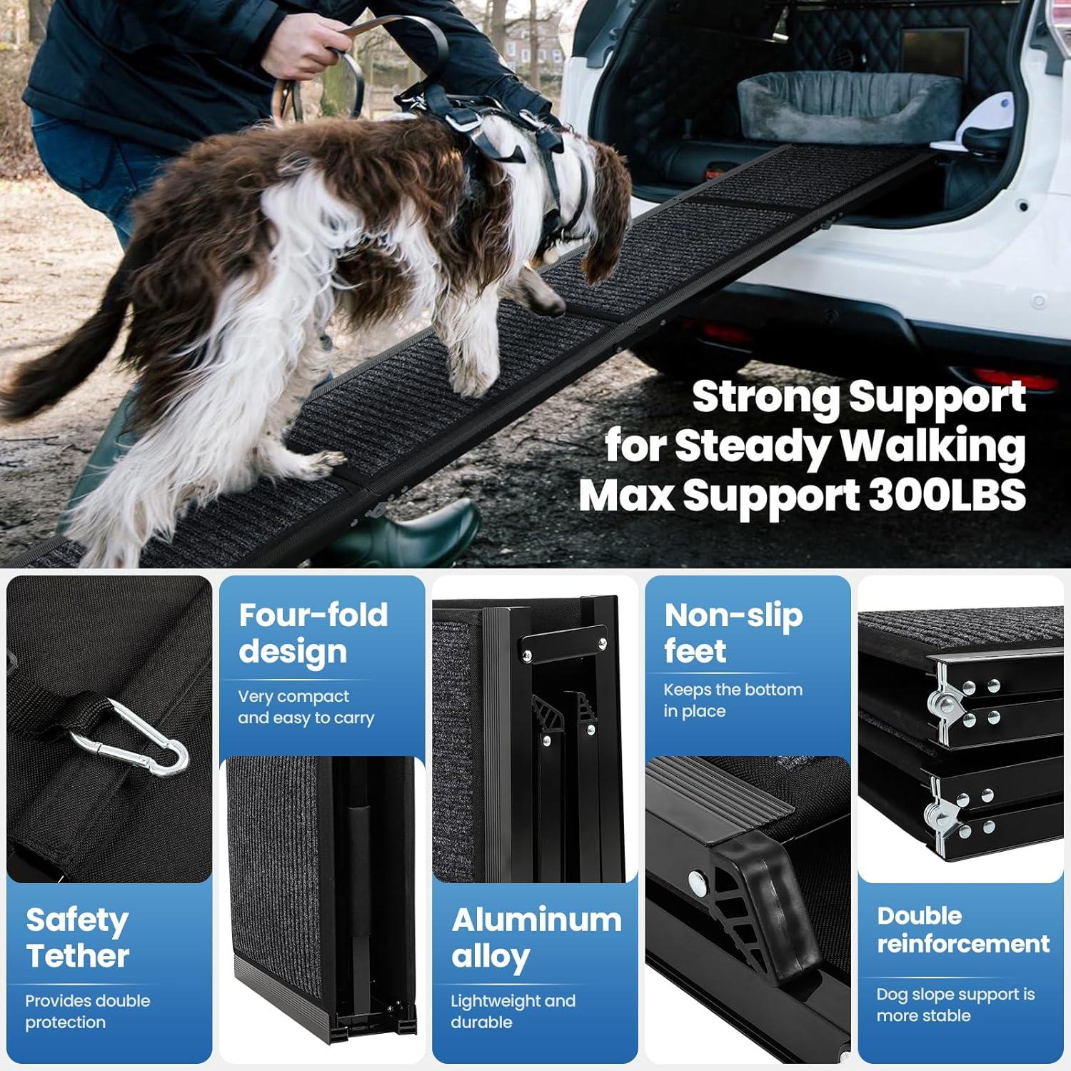 Rampa para Perros Dollate 180 cm Plegable Antideslizante 113 kg