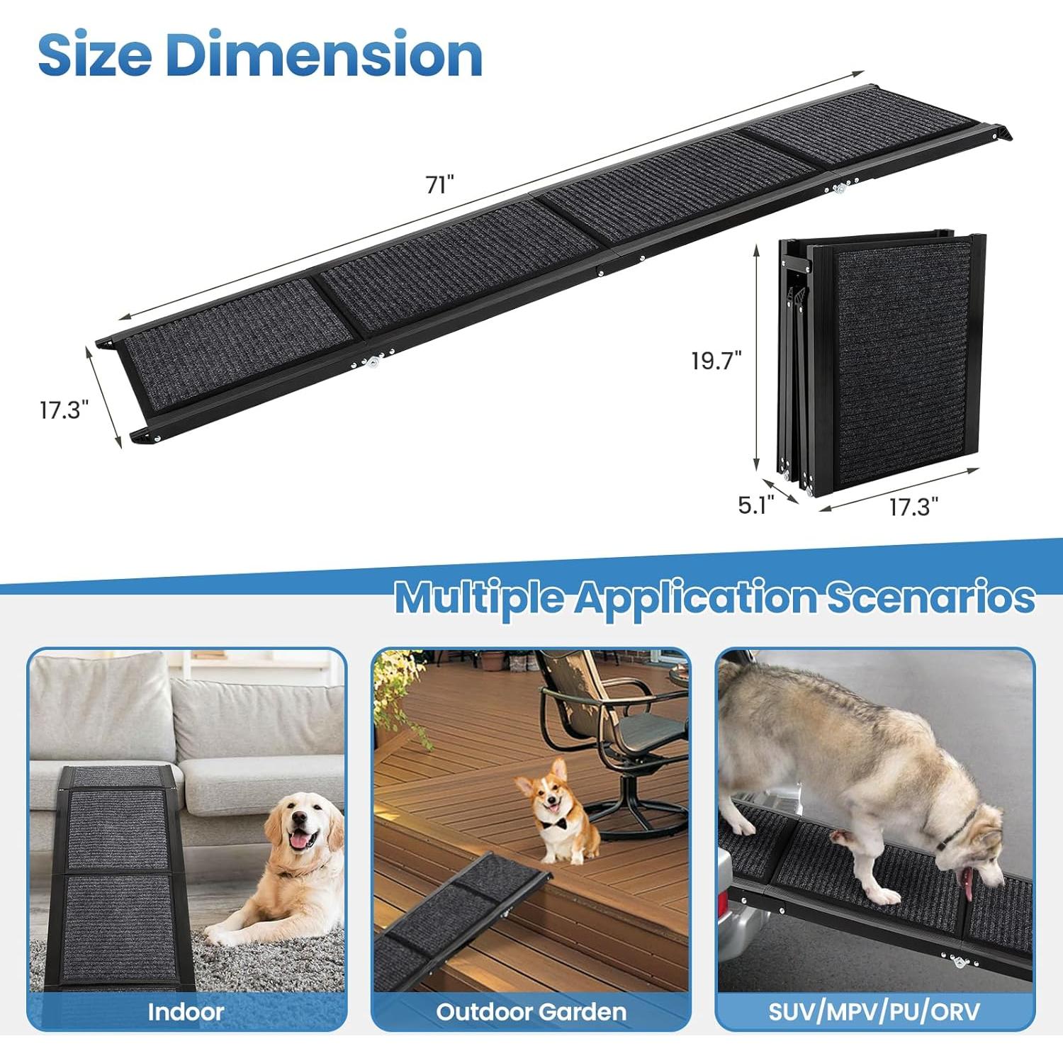 Rampa para Perros Dollate 180 cm Plegable Antideslizante 113 kg