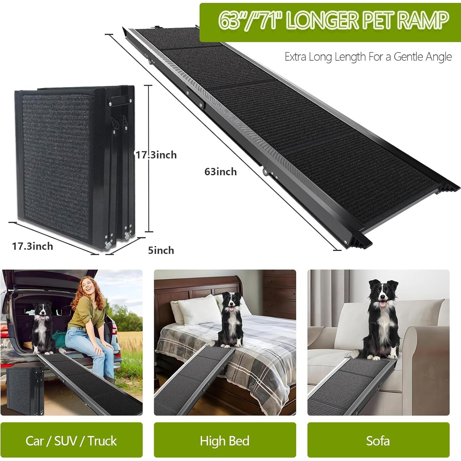 Rampa Plegable para Perros RUBLELITIE 63x17.3cm Antideslizante