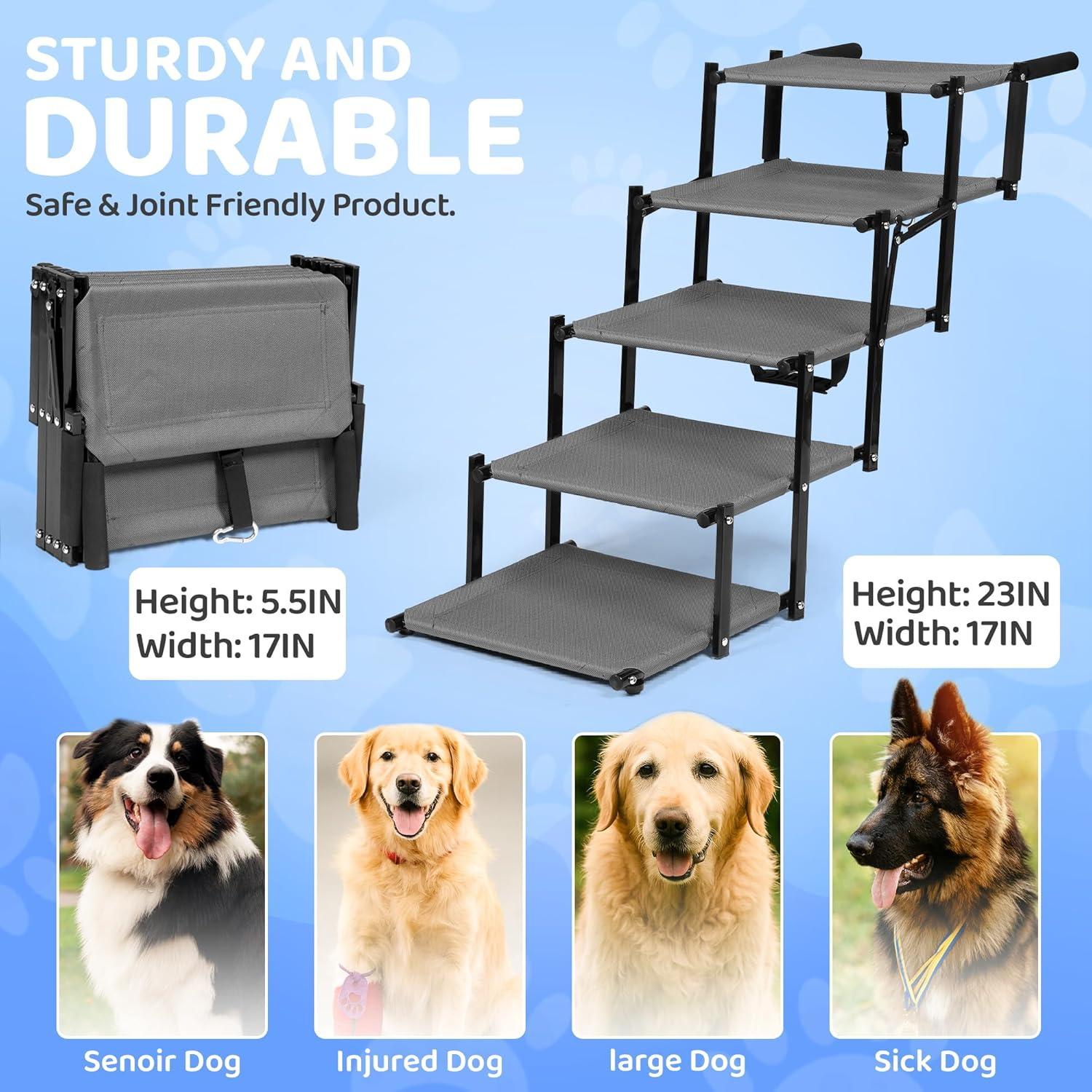 Escalera Plegable para Perros EOSET - Soporta 90.7 kg, Antideslizante