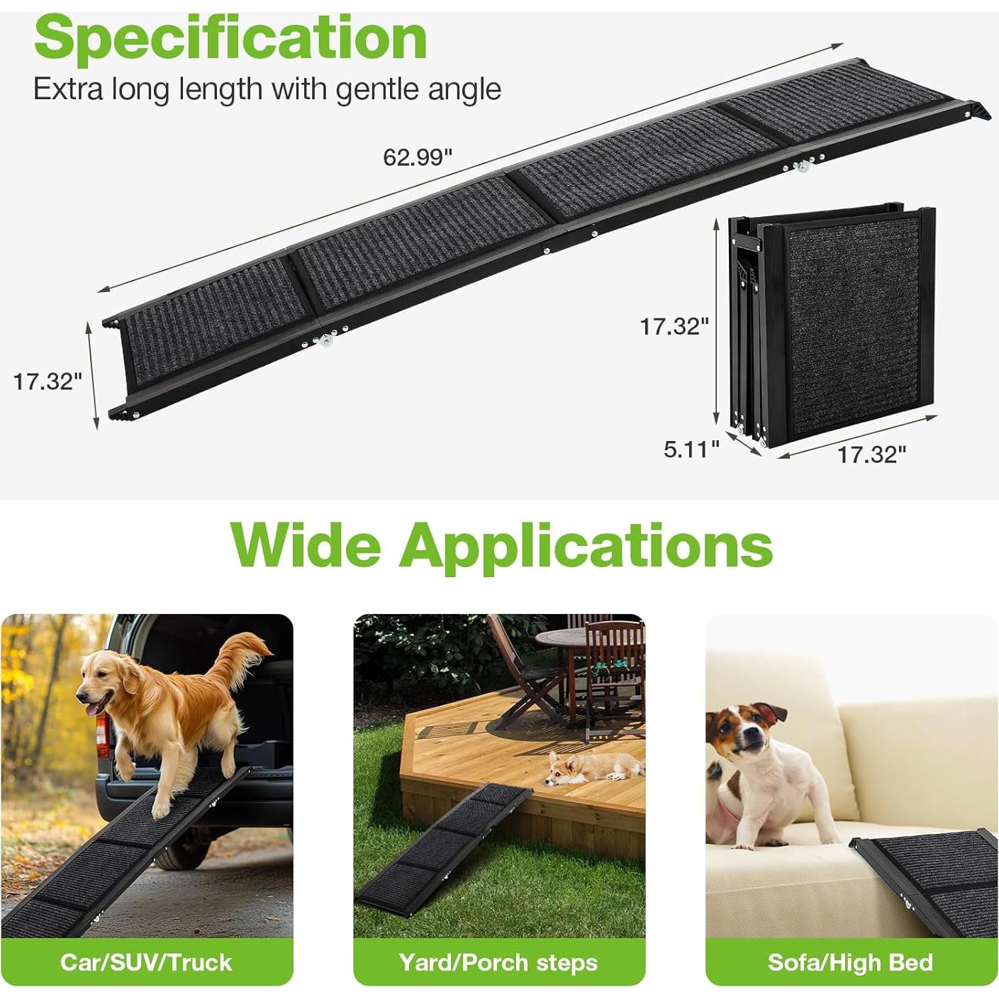 Rampa Plegable para Perros FAHKNS 160 cm Antideslizante 113 kg