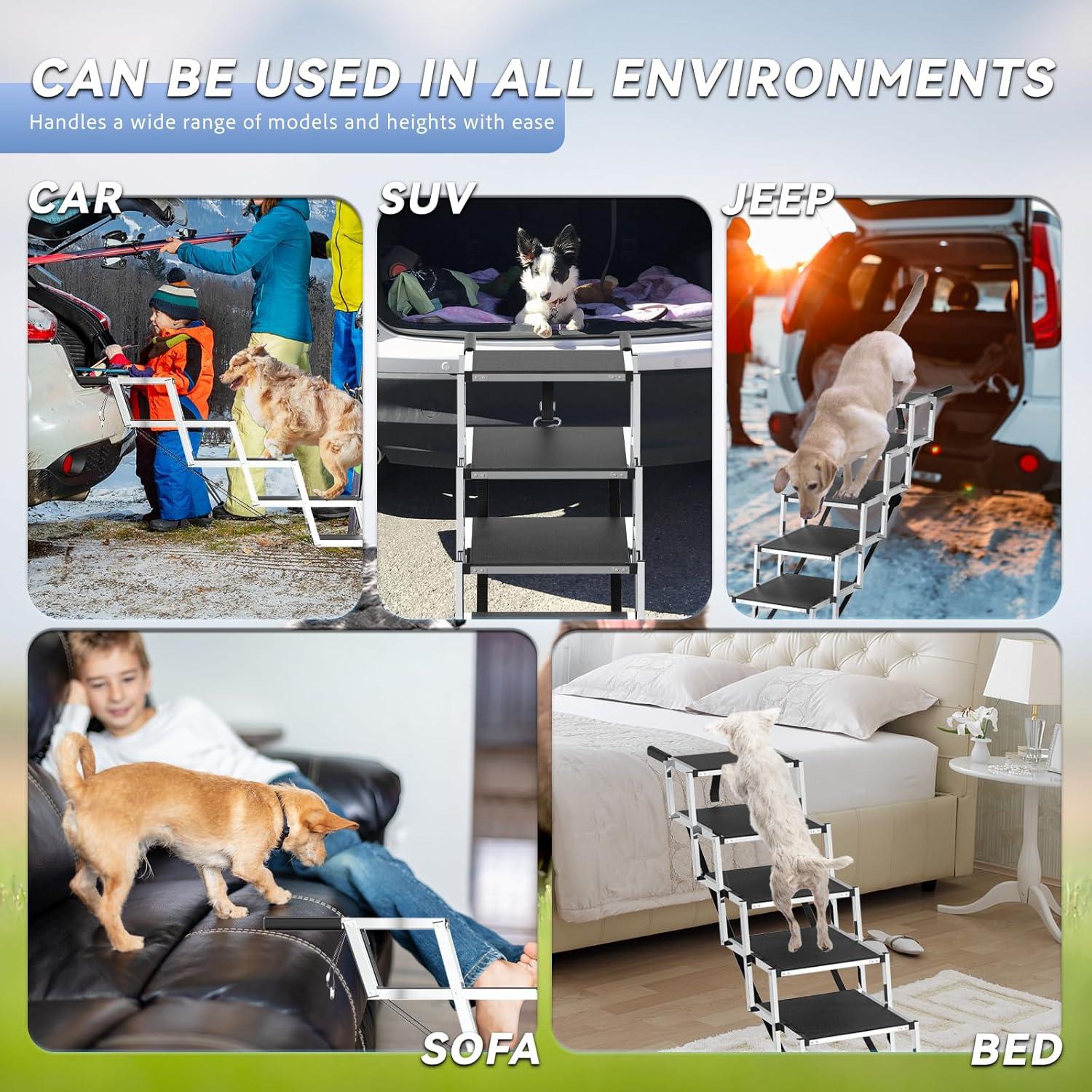 Escalera Plegable para Perros DeerGym 6 Pasos 109cm Antideslizante