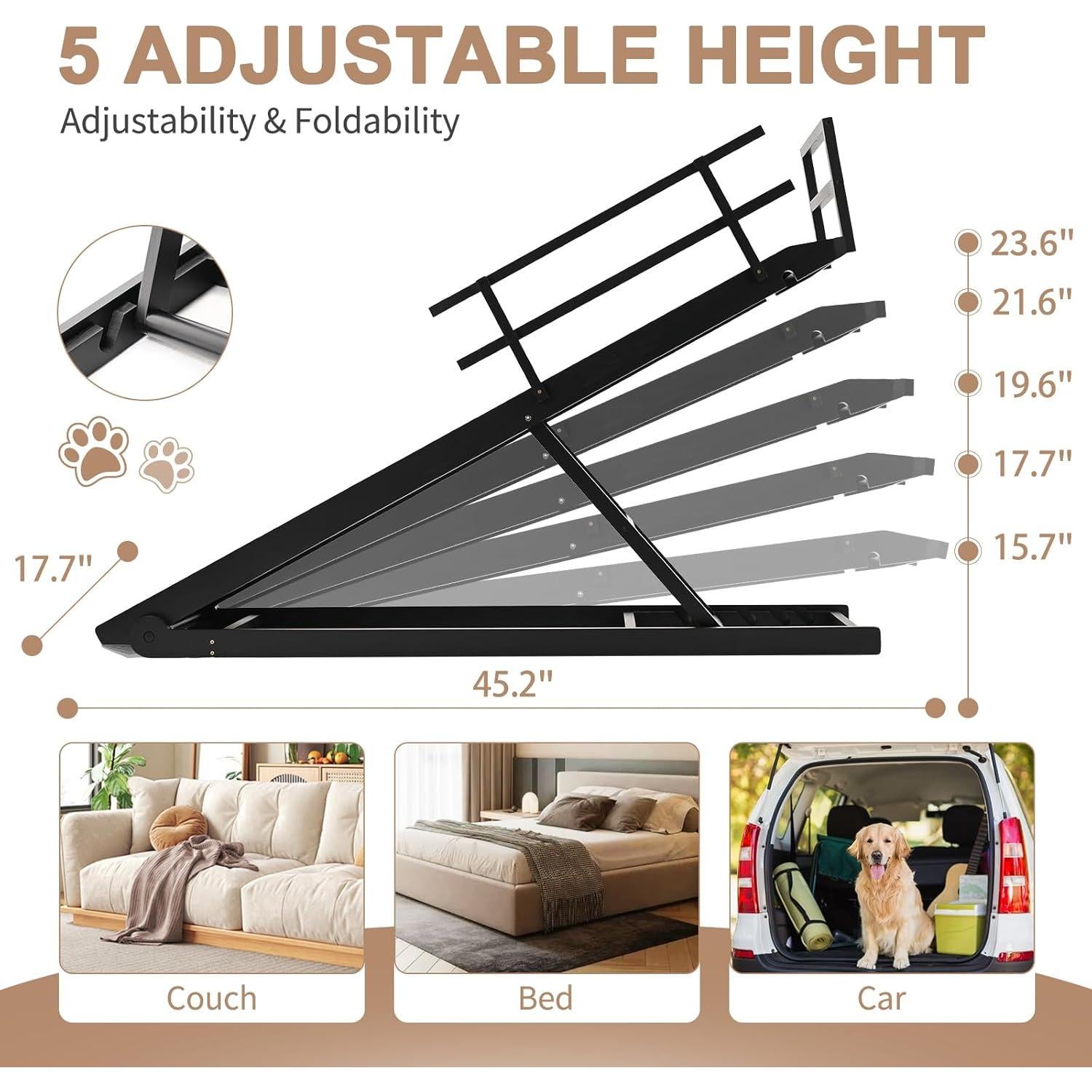 Rampa Plegable para Perros SLSY 45.2" con Tracción Antideslizante