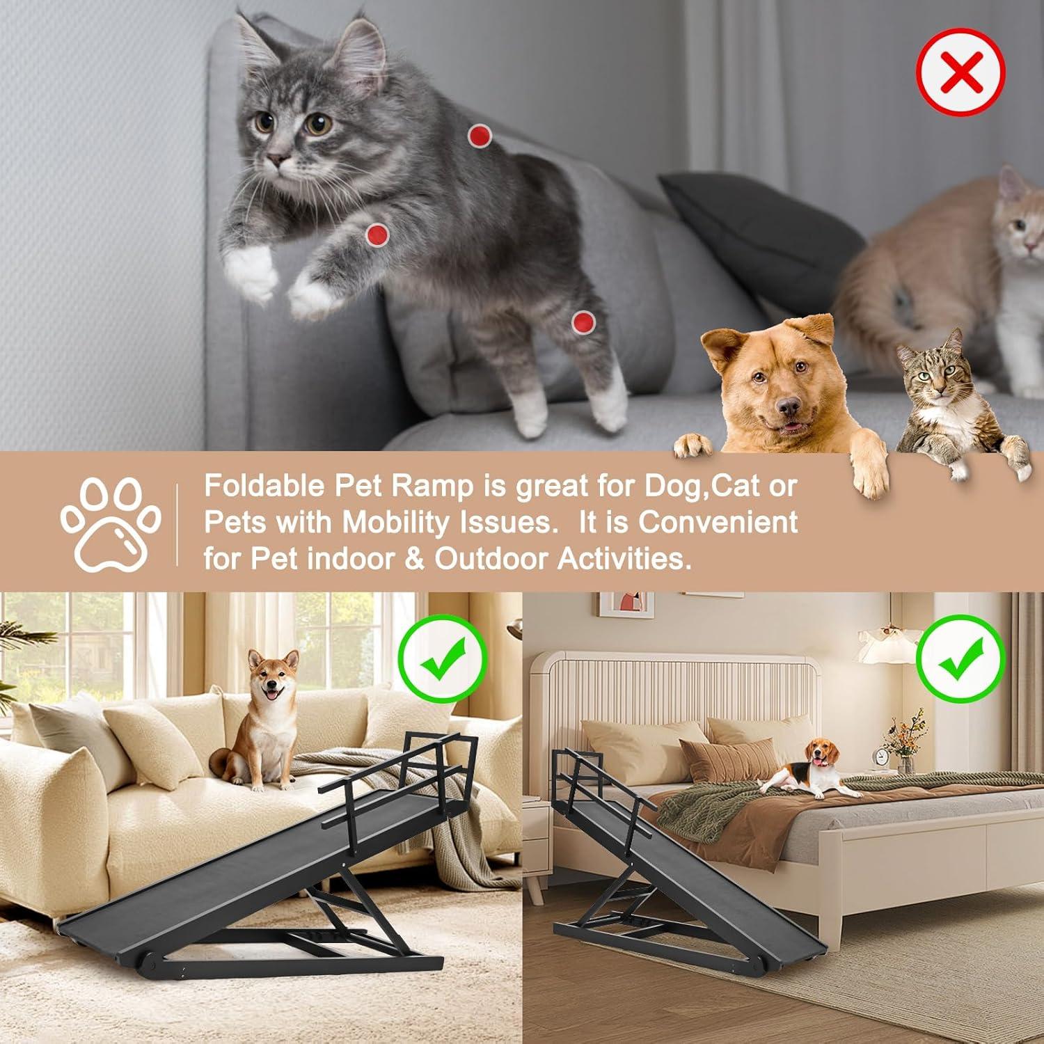 Rampa Plegable para Perros SLSY 45.2" con Tracción Antideslizante