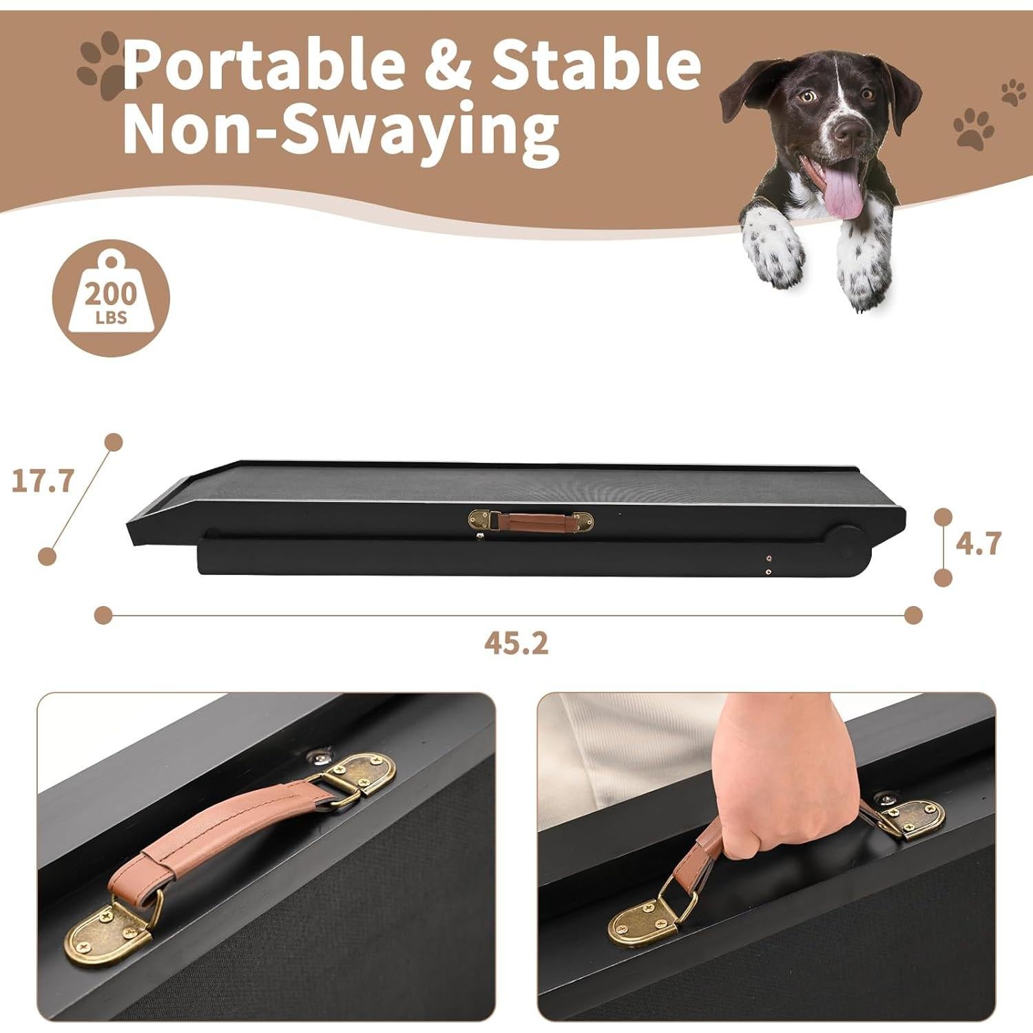 Rampa Plegable para Perros SLSY 45.2" con Tracción Antideslizante