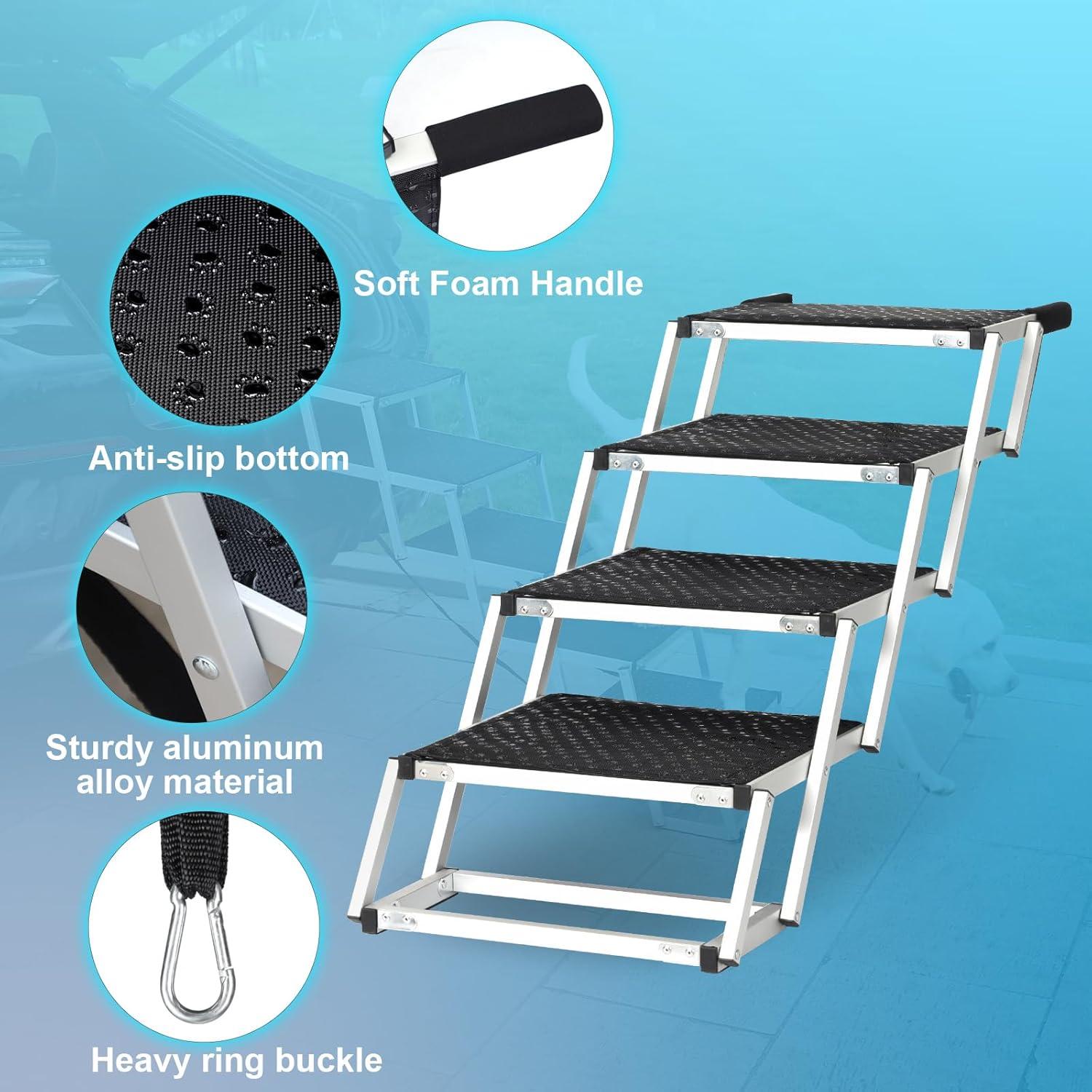 Escaleras para Perros Uross 4 Pasos Ajustables Aluminio