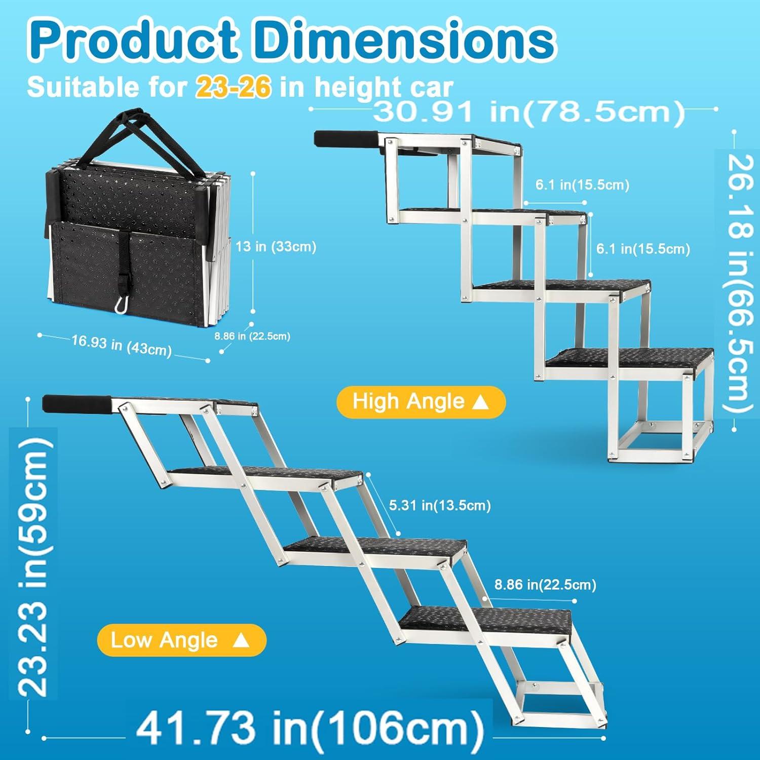 Escaleras para Perros Uross 4 Pasos Ajustables Aluminio