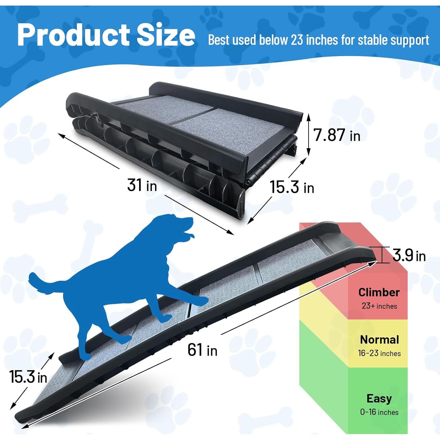 Rampa Plegable para Perros ROBLOCK 154.94 cm Antideslizante