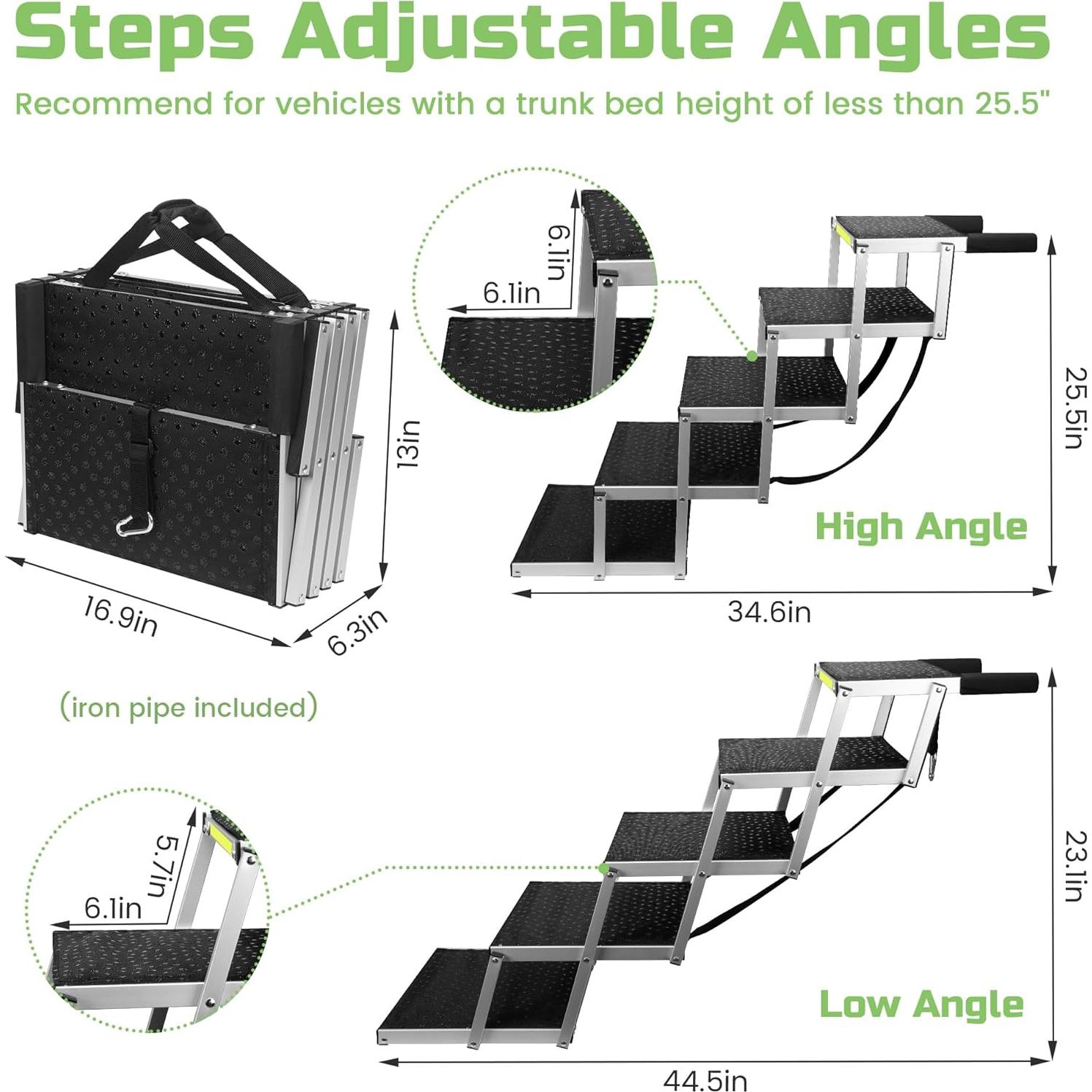 Escalera para Perros KZYZZFRID 5 Pasos Aluminio Antideslizante