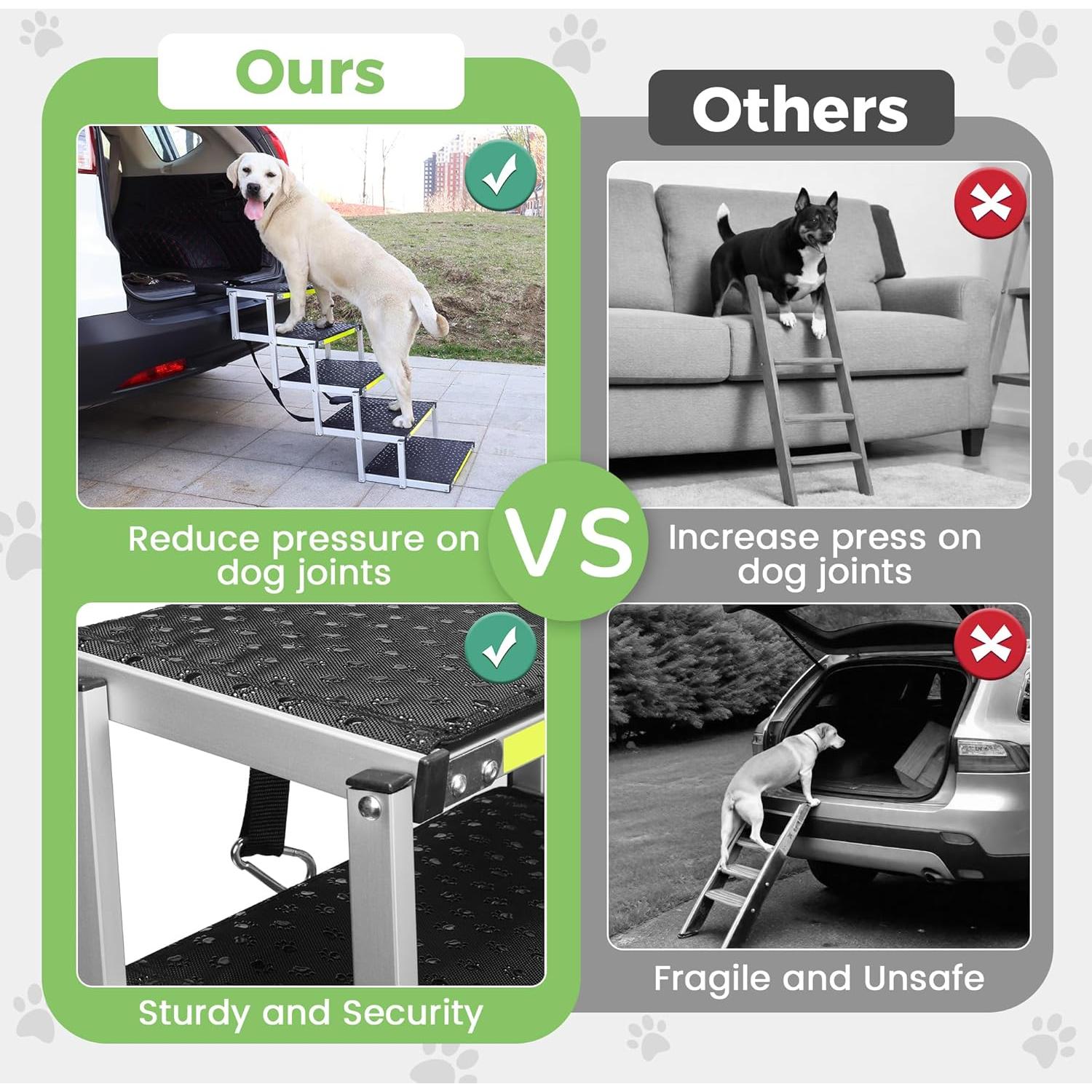 Escalera para Perros KZYZZFRID 5 Pasos Aluminio Antideslizante