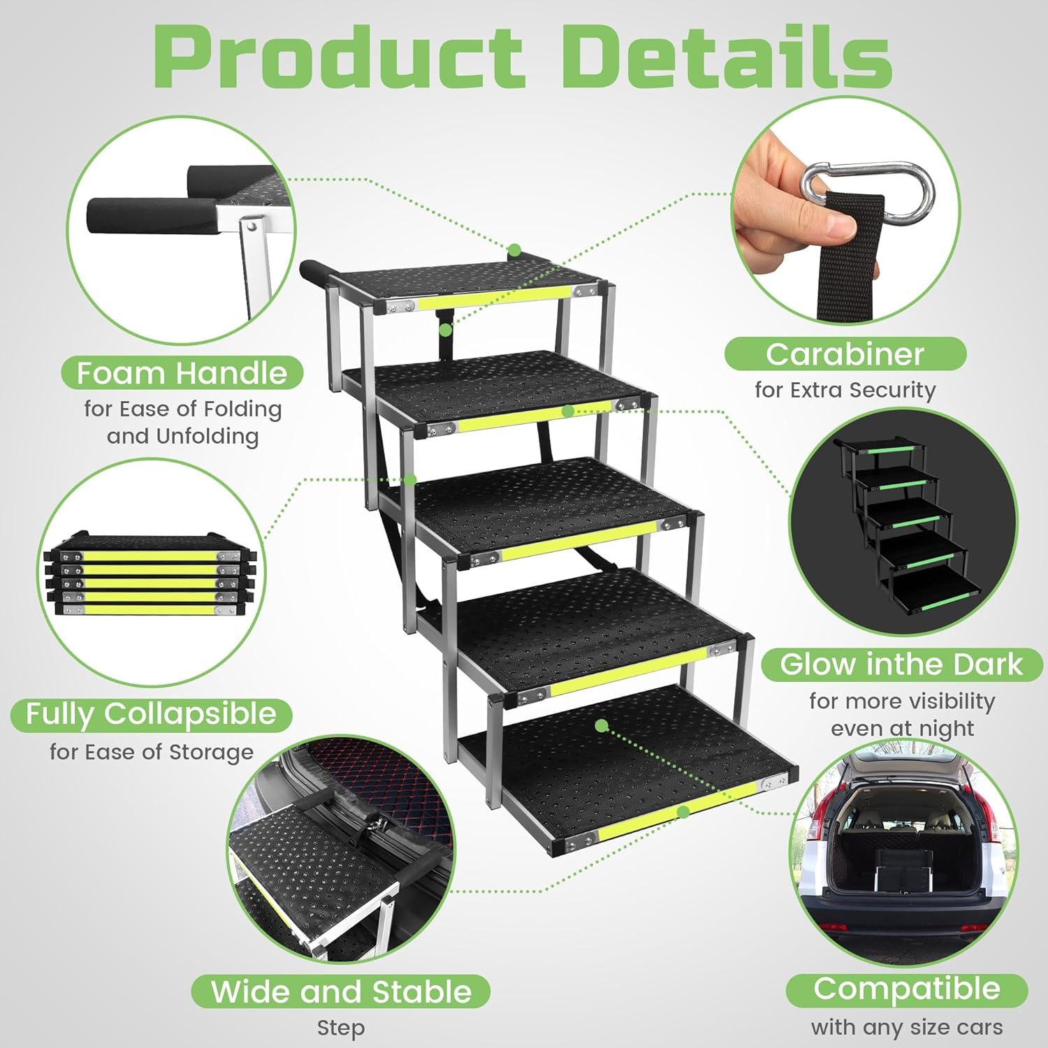 Escalera para Perros KZYZZFRID 5 Pasos Aluminio Antideslizante