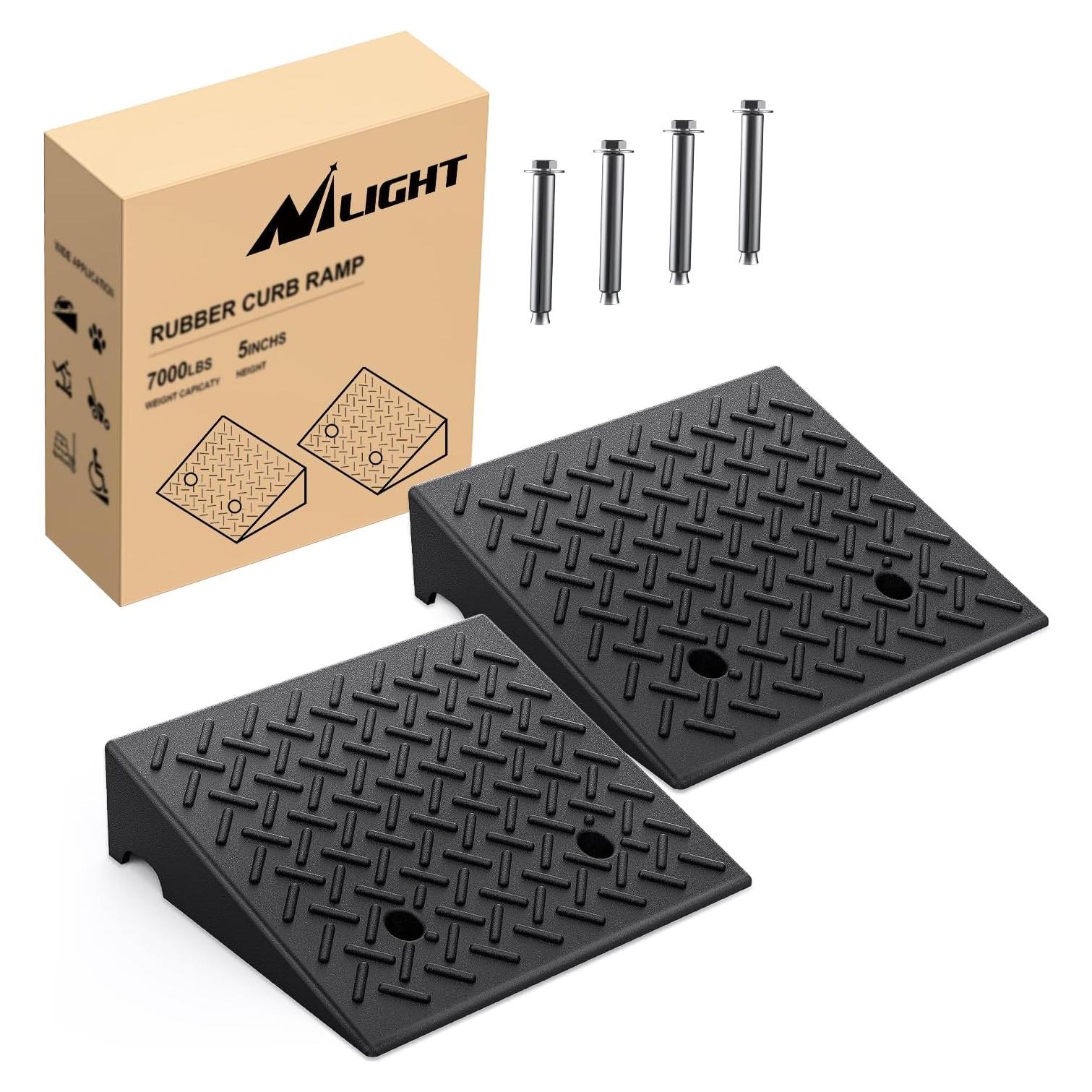 Rampas de Acera de Caucho Nilight 12.7 cm, Carga 3175 kg, 2 Pzas